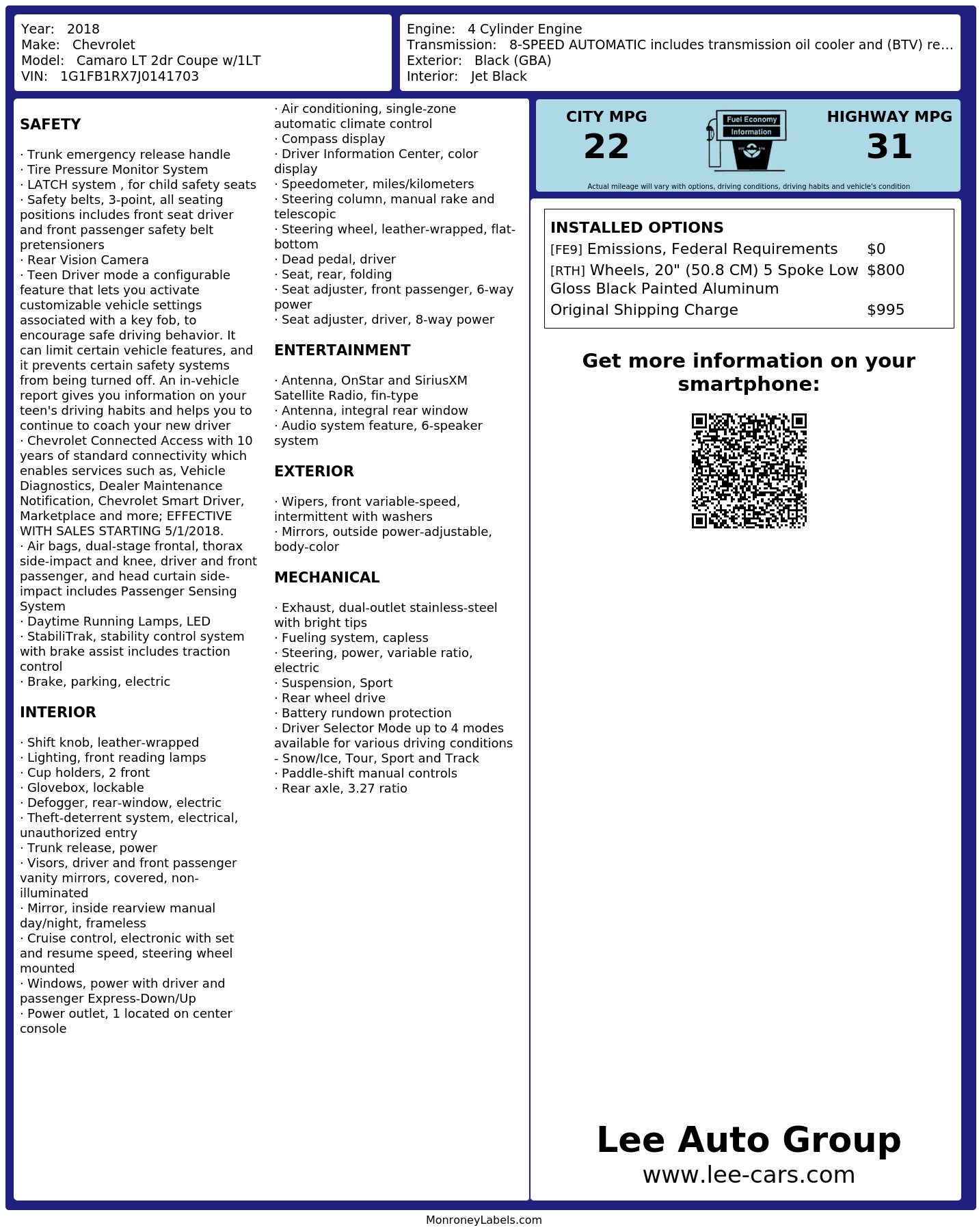 Monroney Label