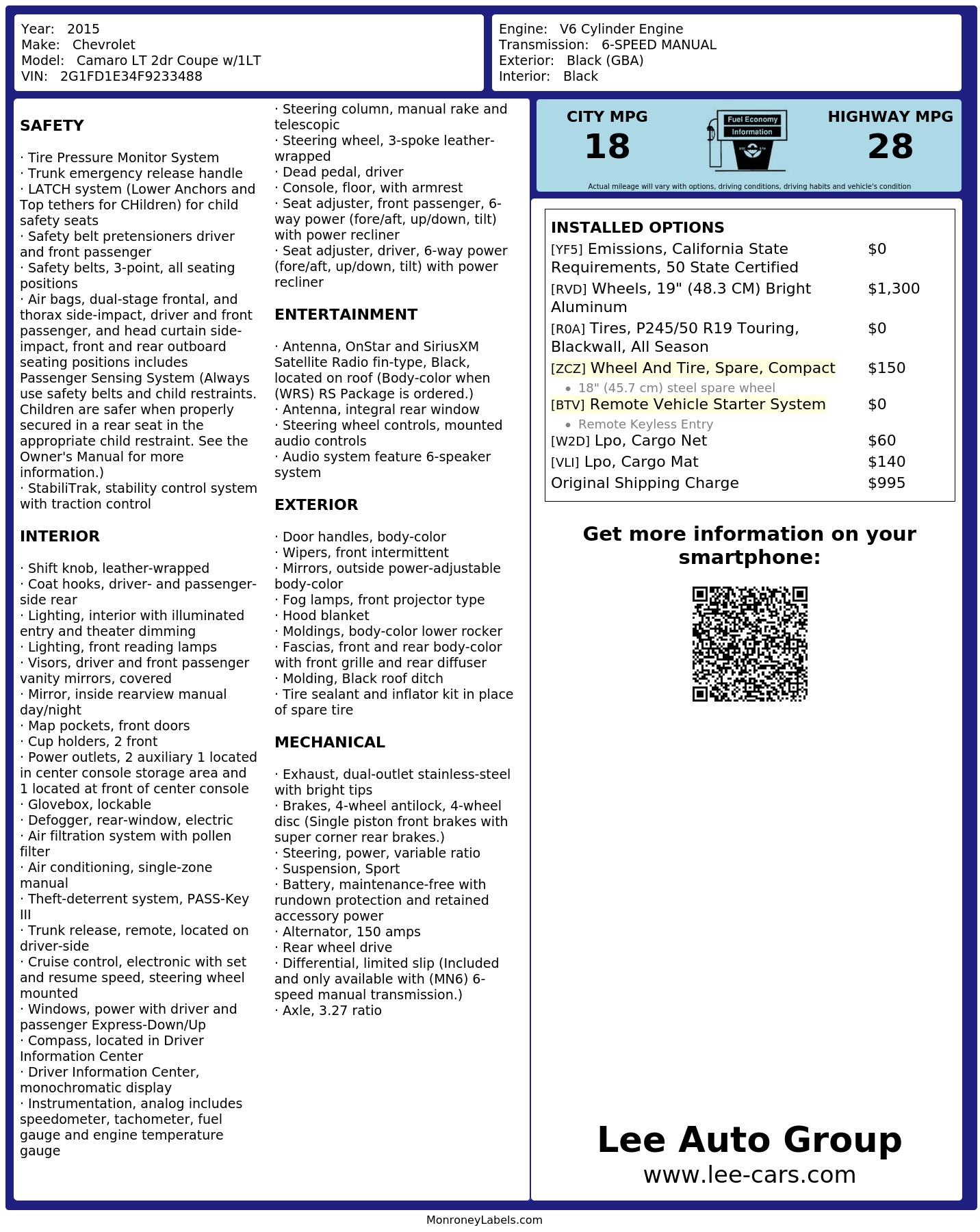 Monroney Label
