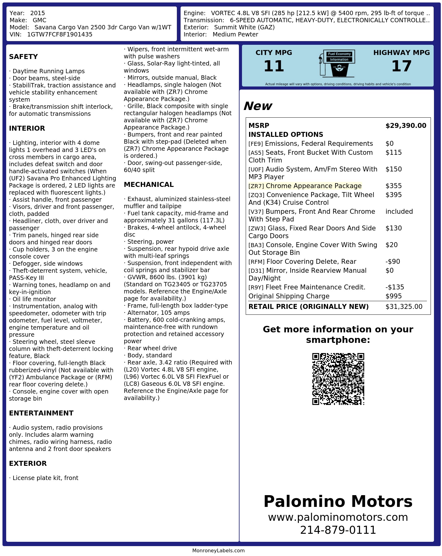Monroney Label