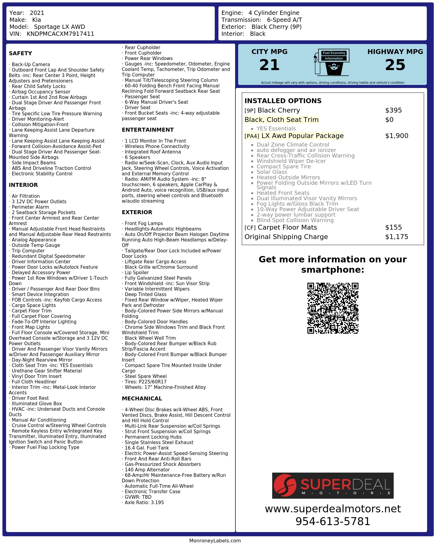 Monroney Label