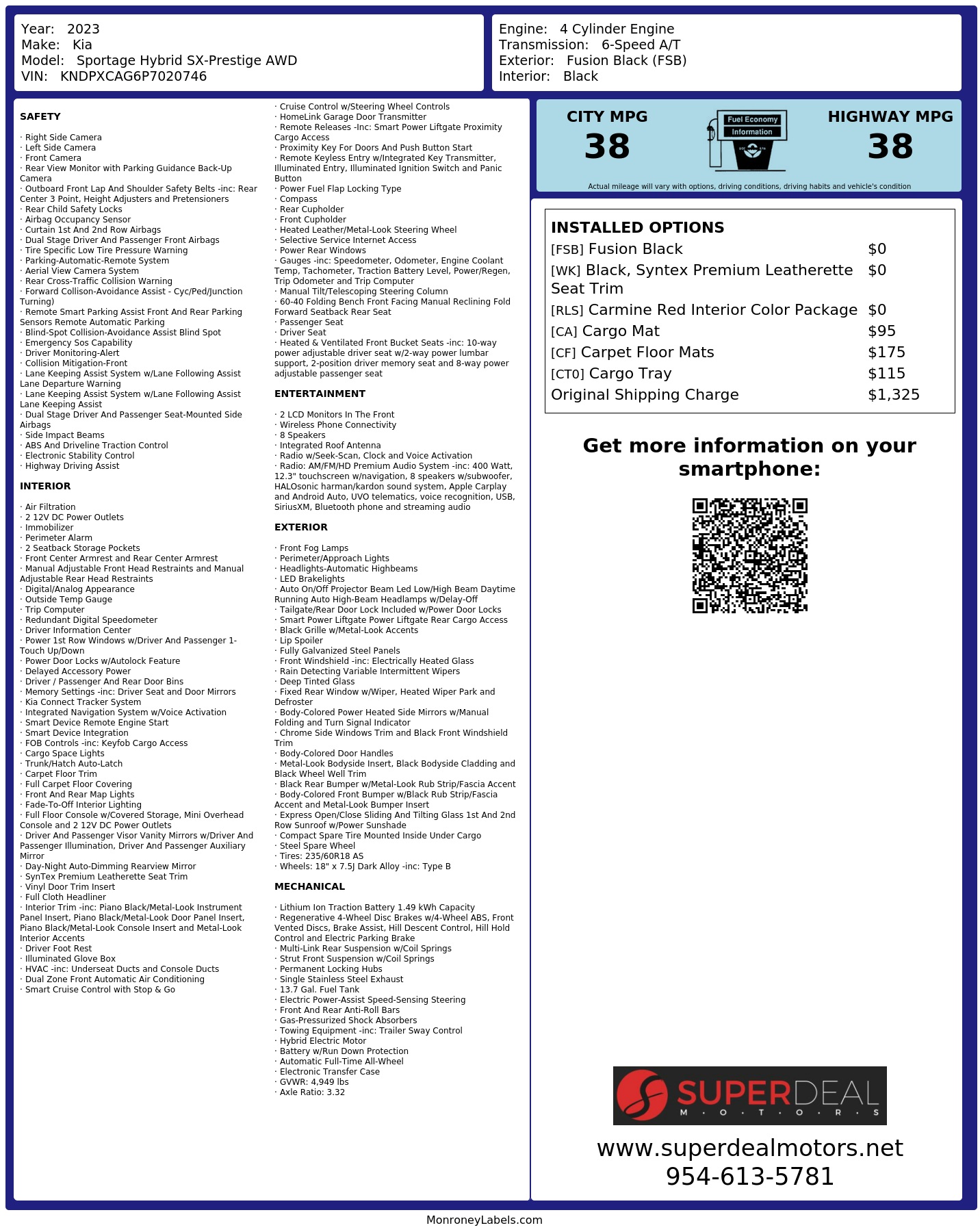 Monroney Label