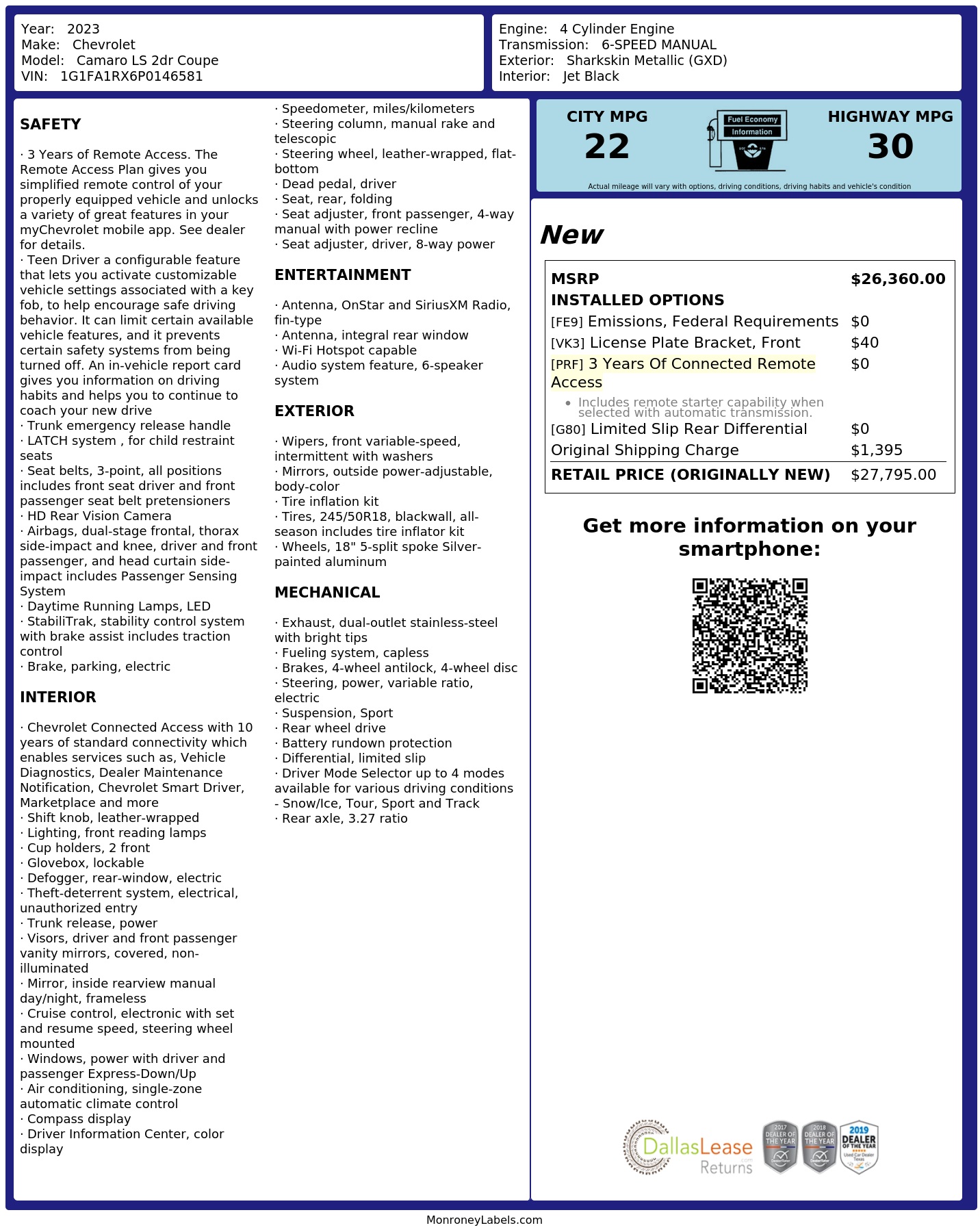 Monroney Label