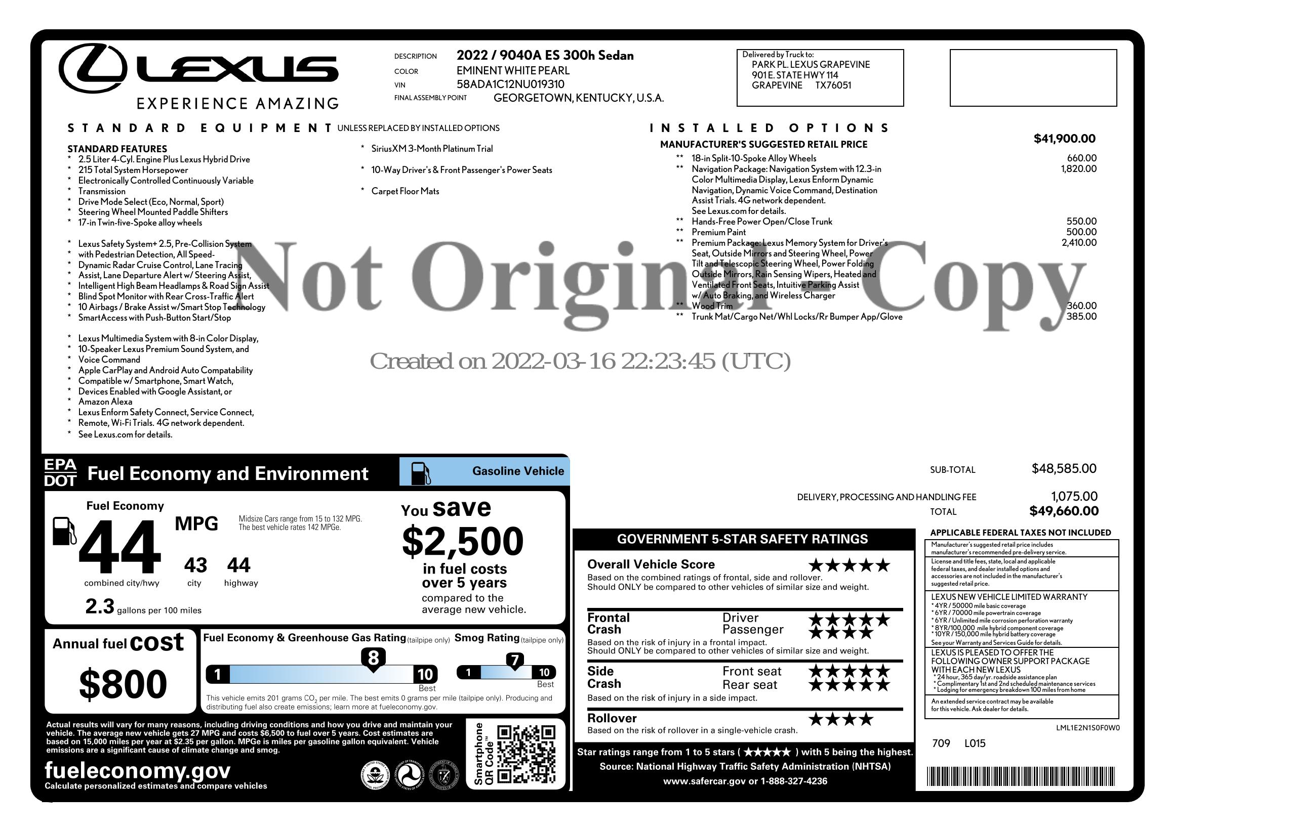 Monroney Label