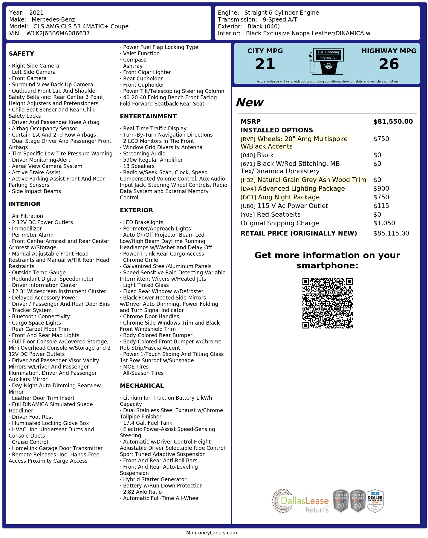 Monroney Label