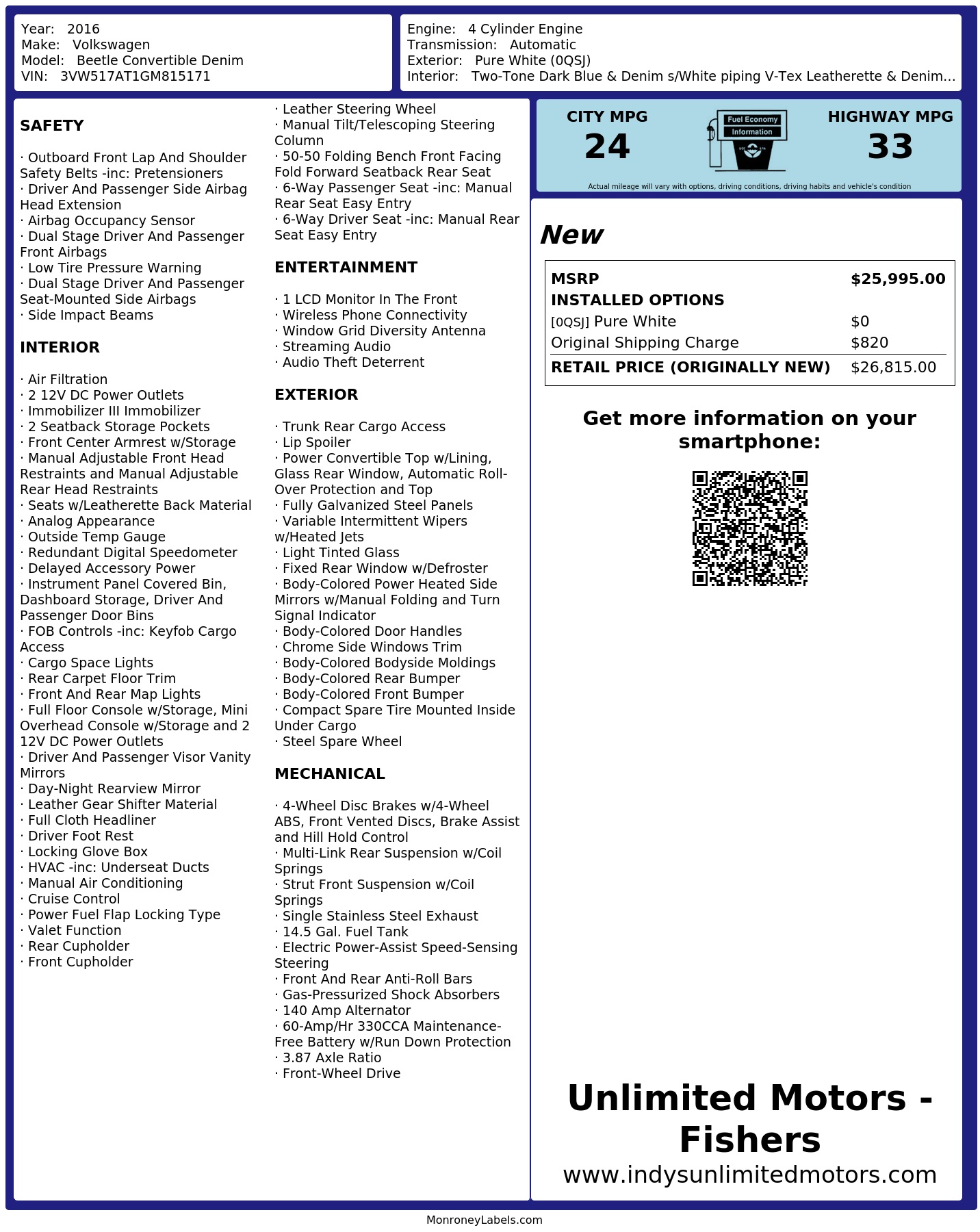 Monroney Label