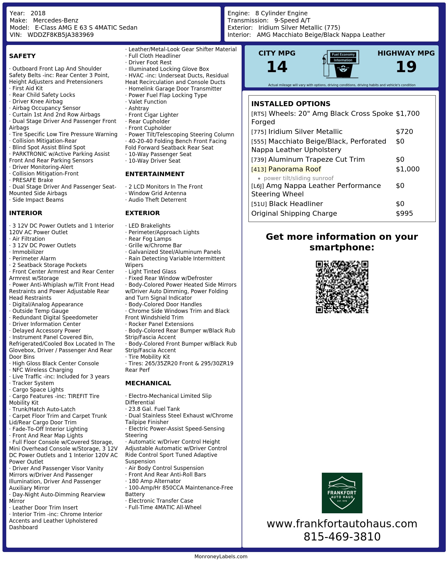 Monroney Label