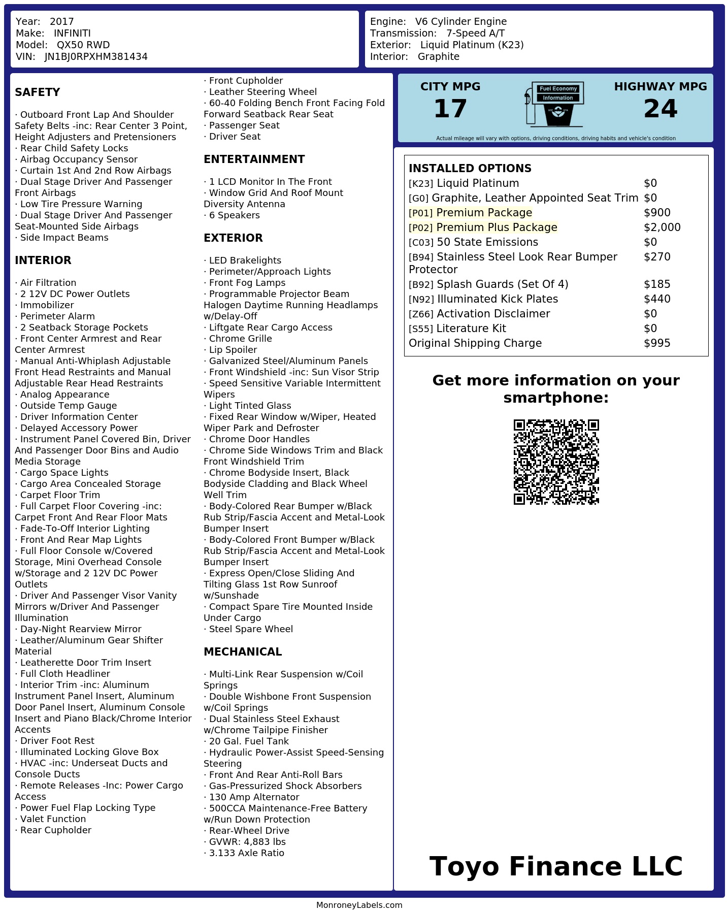 Monroney Label