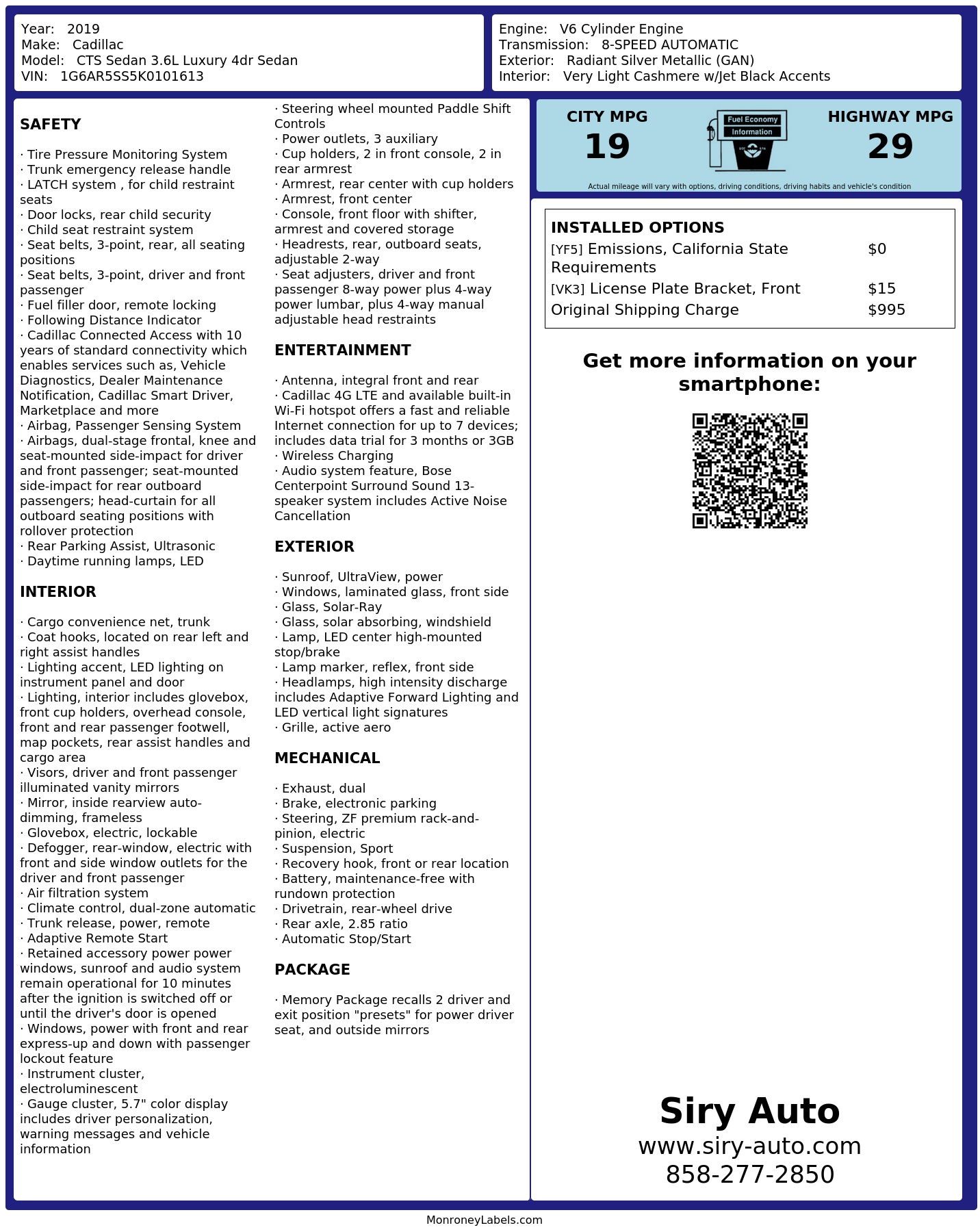 Monroney Label