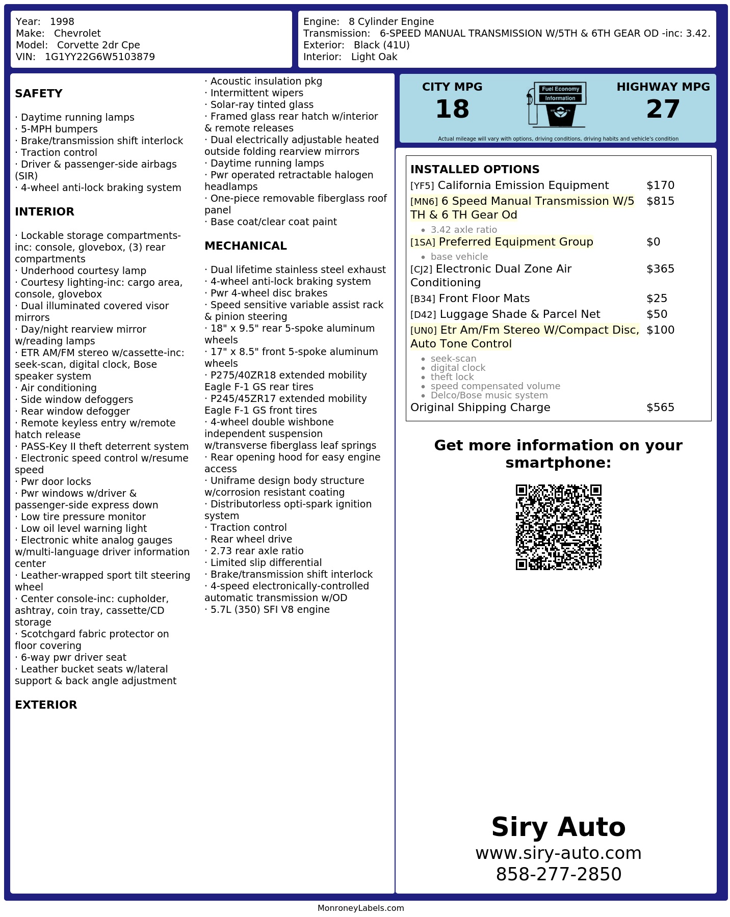 Monroney Label