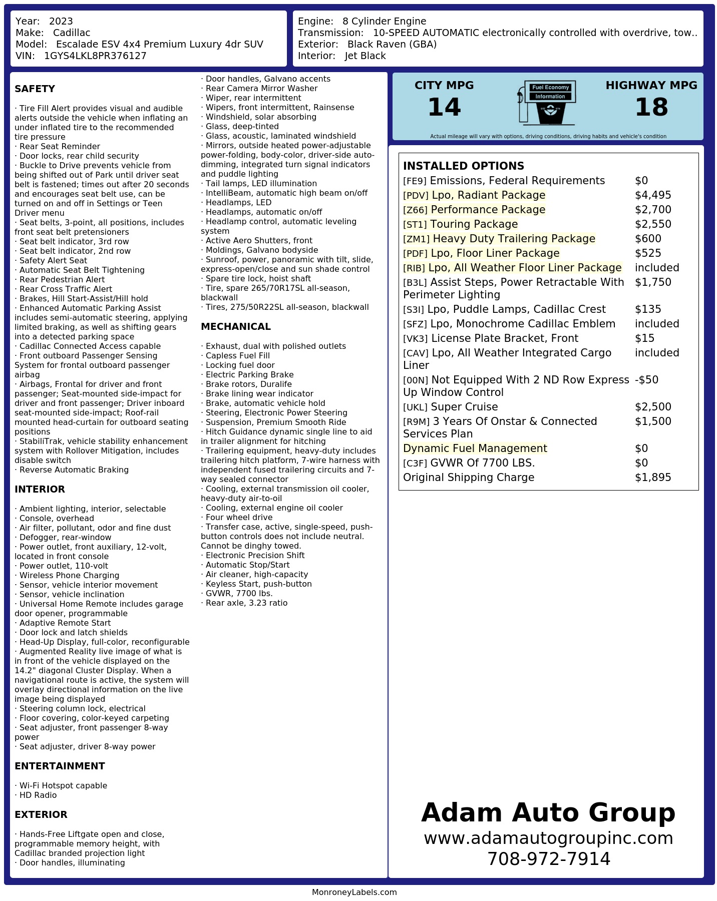 Monroney Label
