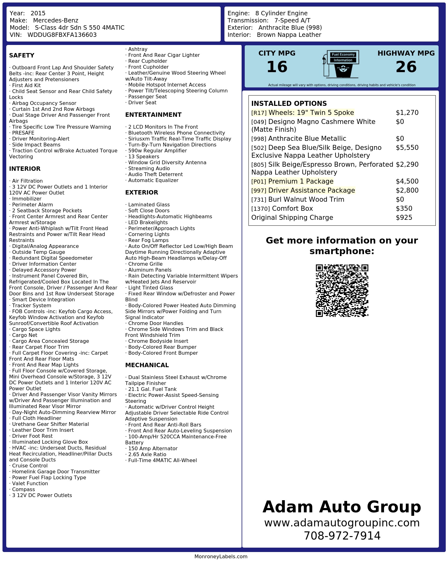 Monroney Label
