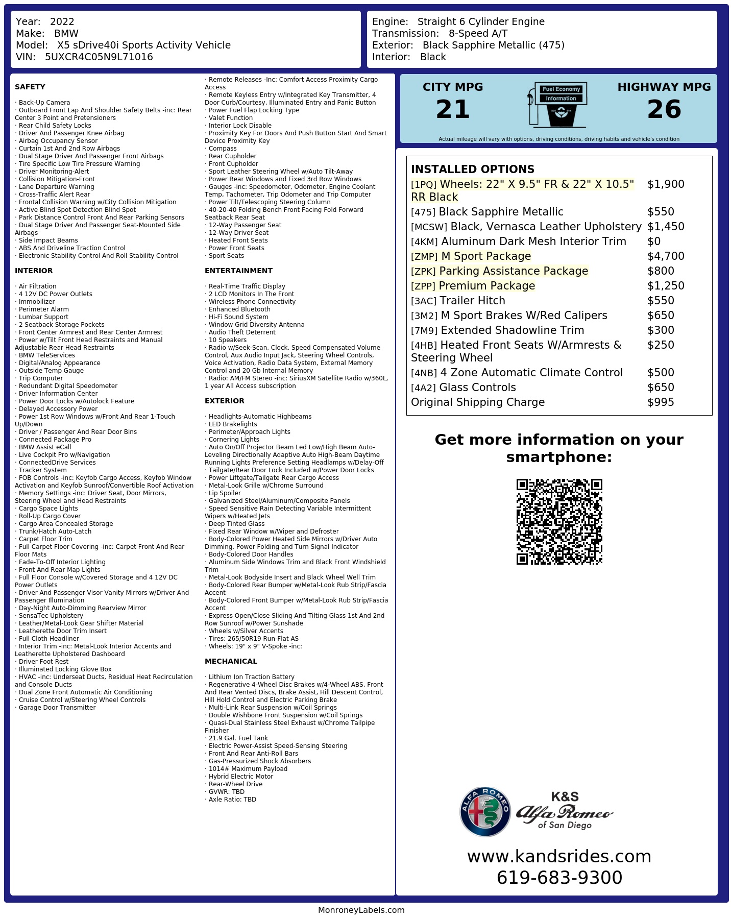 Monroney Label