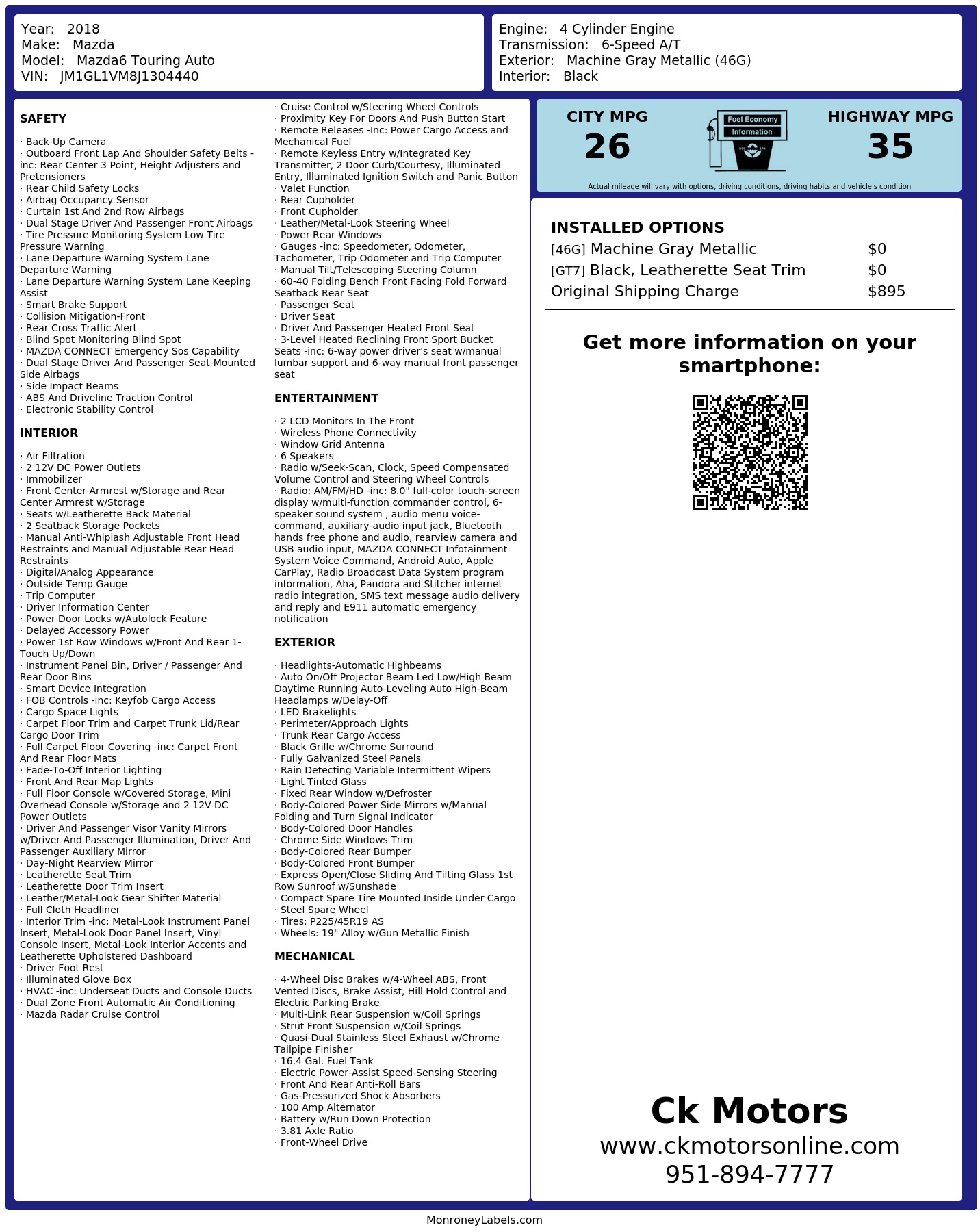 Monroney Label