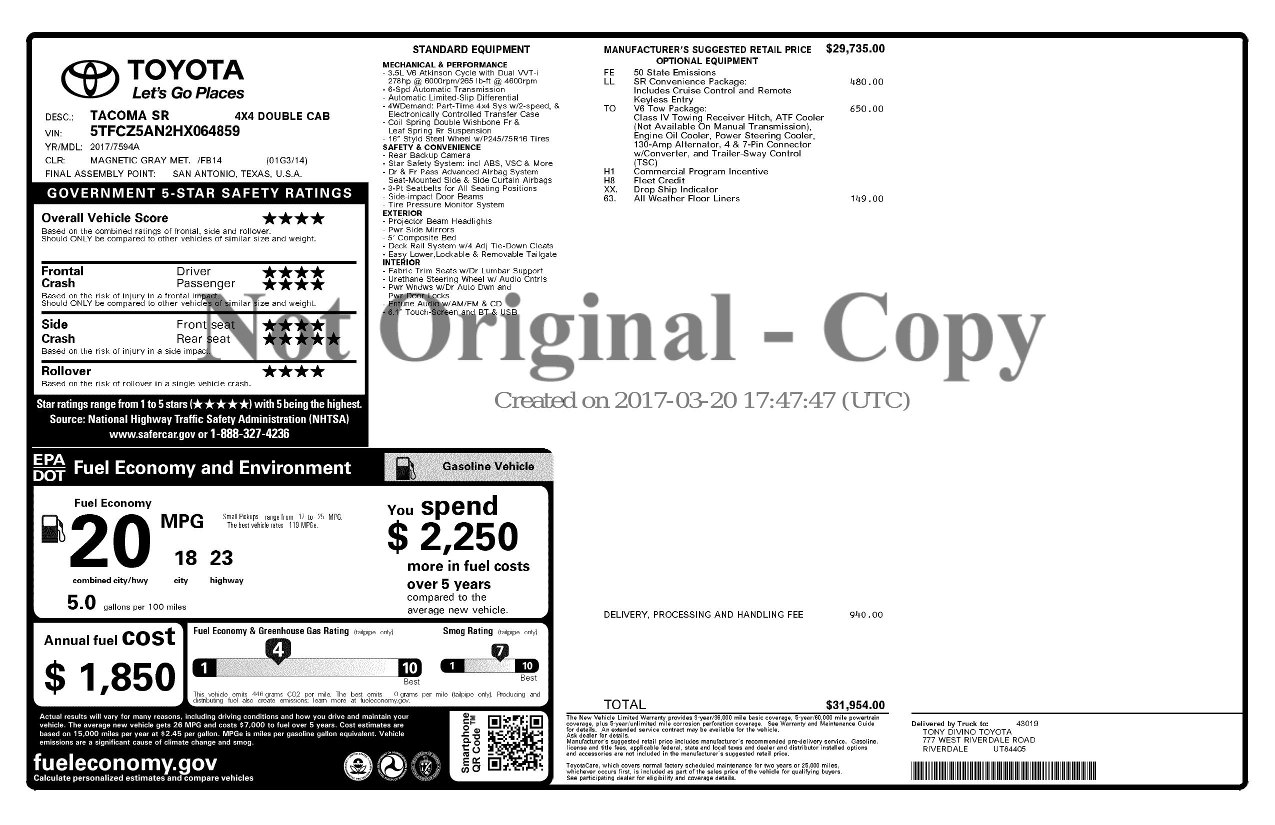 Monroney Label