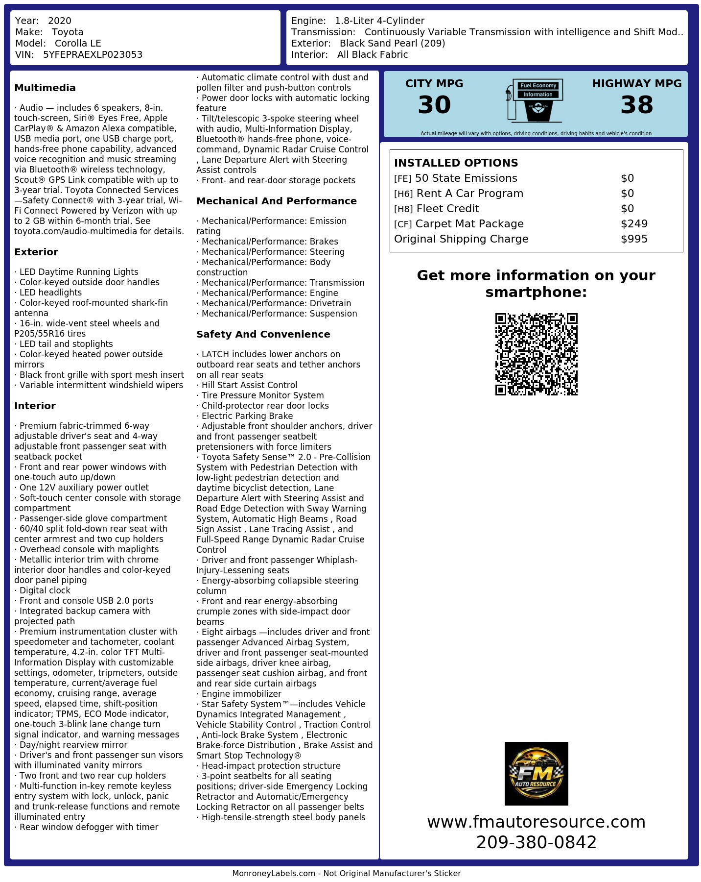 Monroney Label