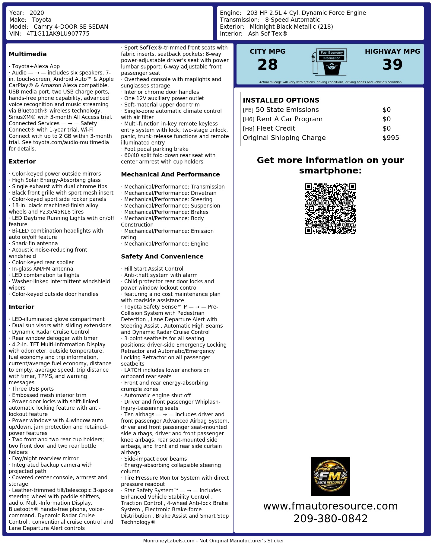 Monroney Label