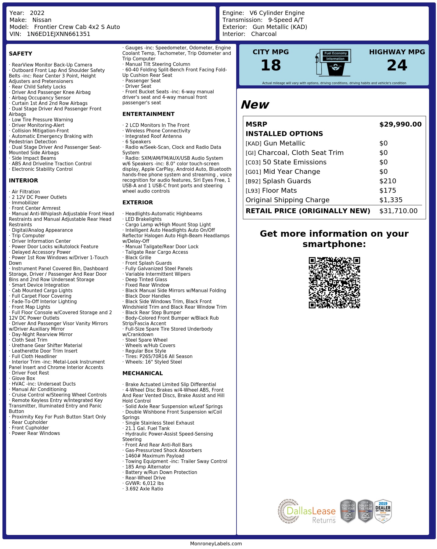 Monroney Label