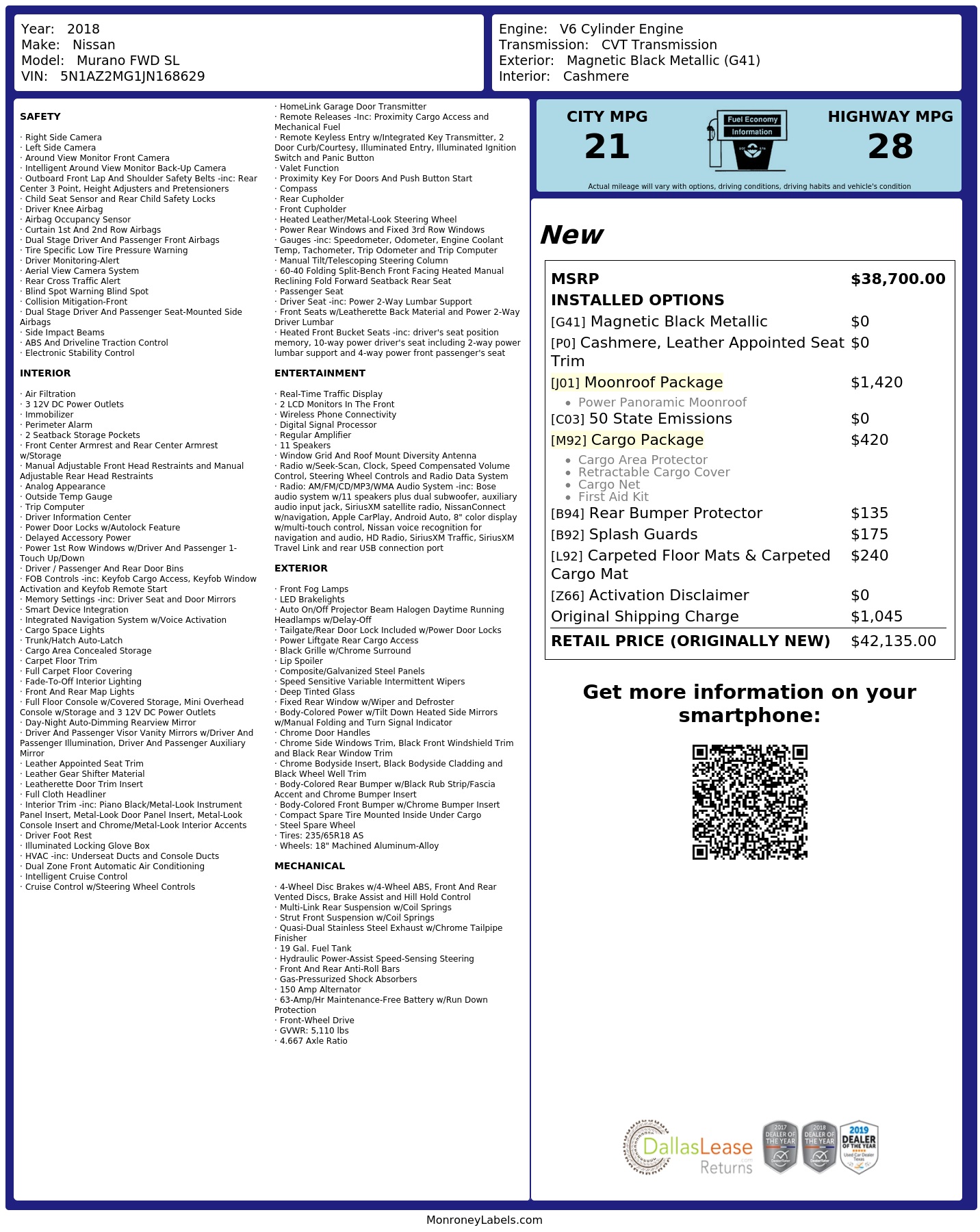 Monroney Label