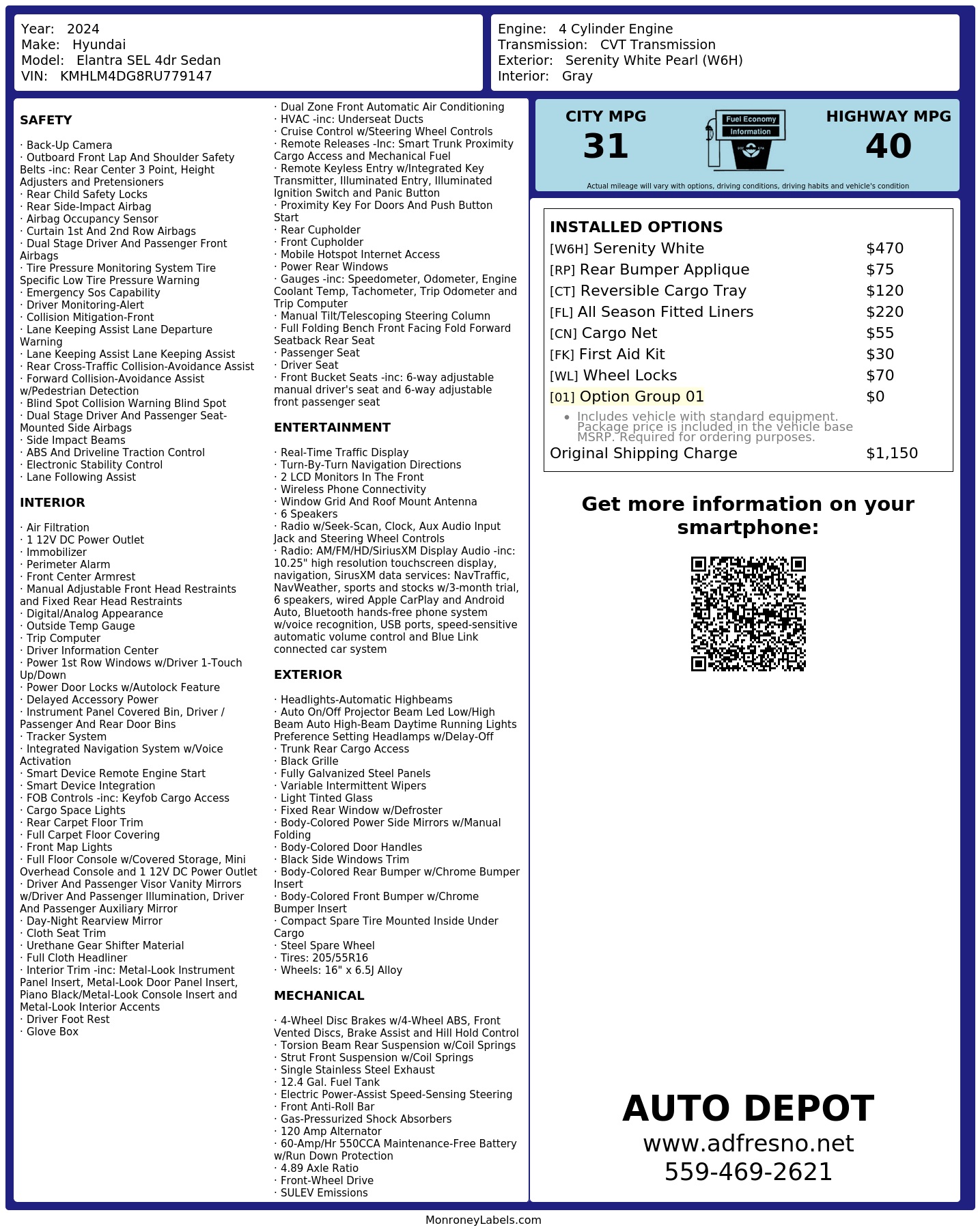Monroney Label