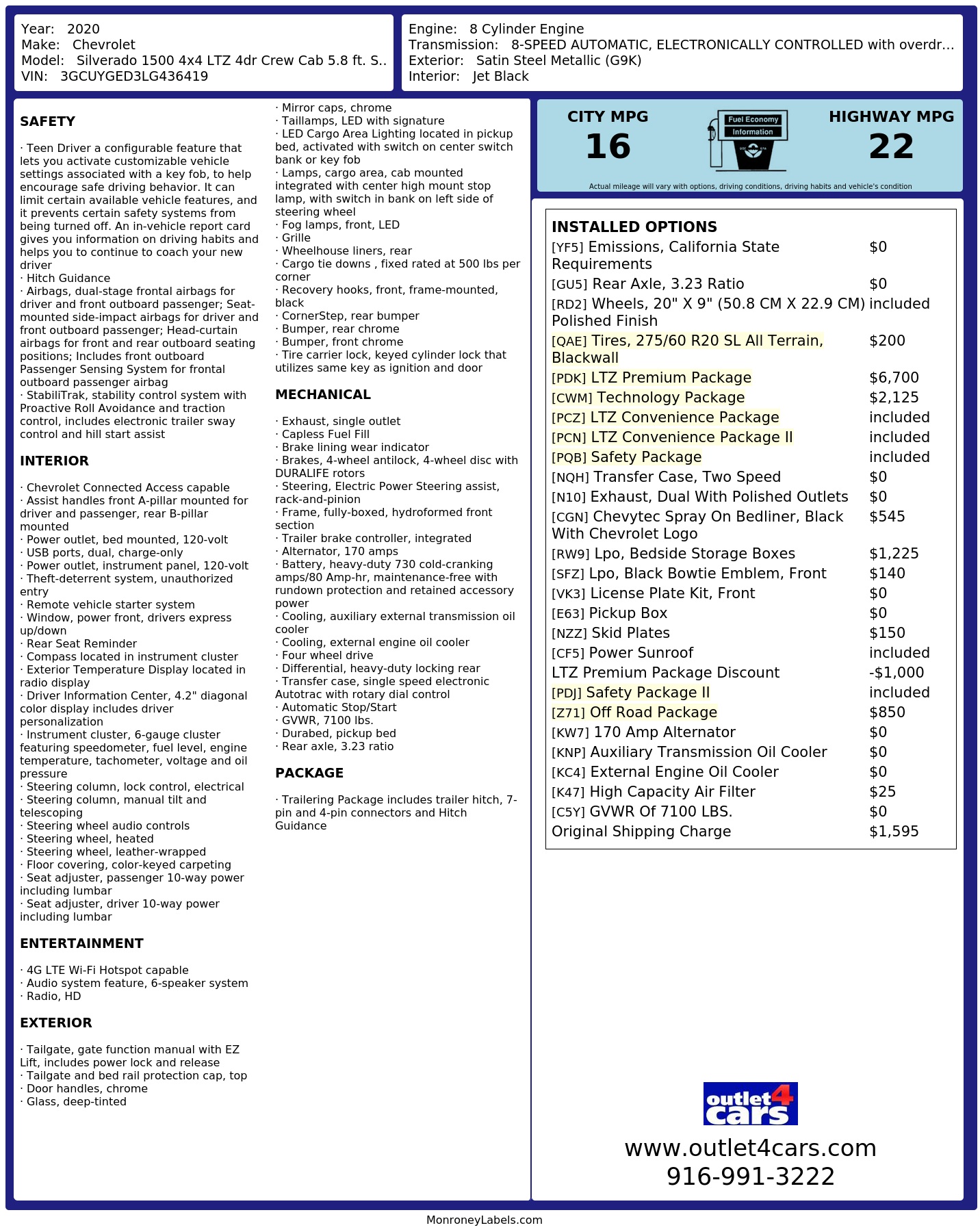 Monroney Label