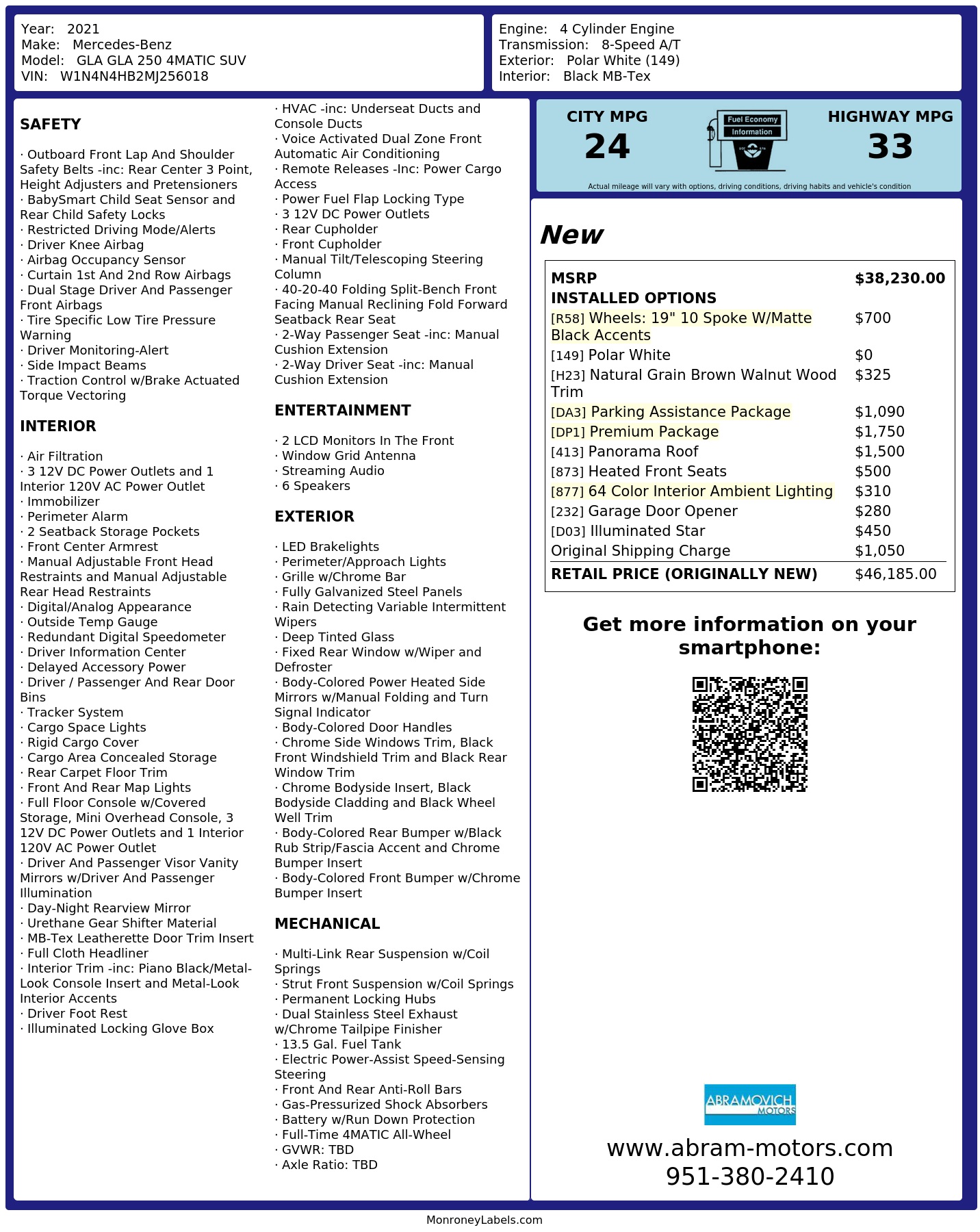 Monroney Label