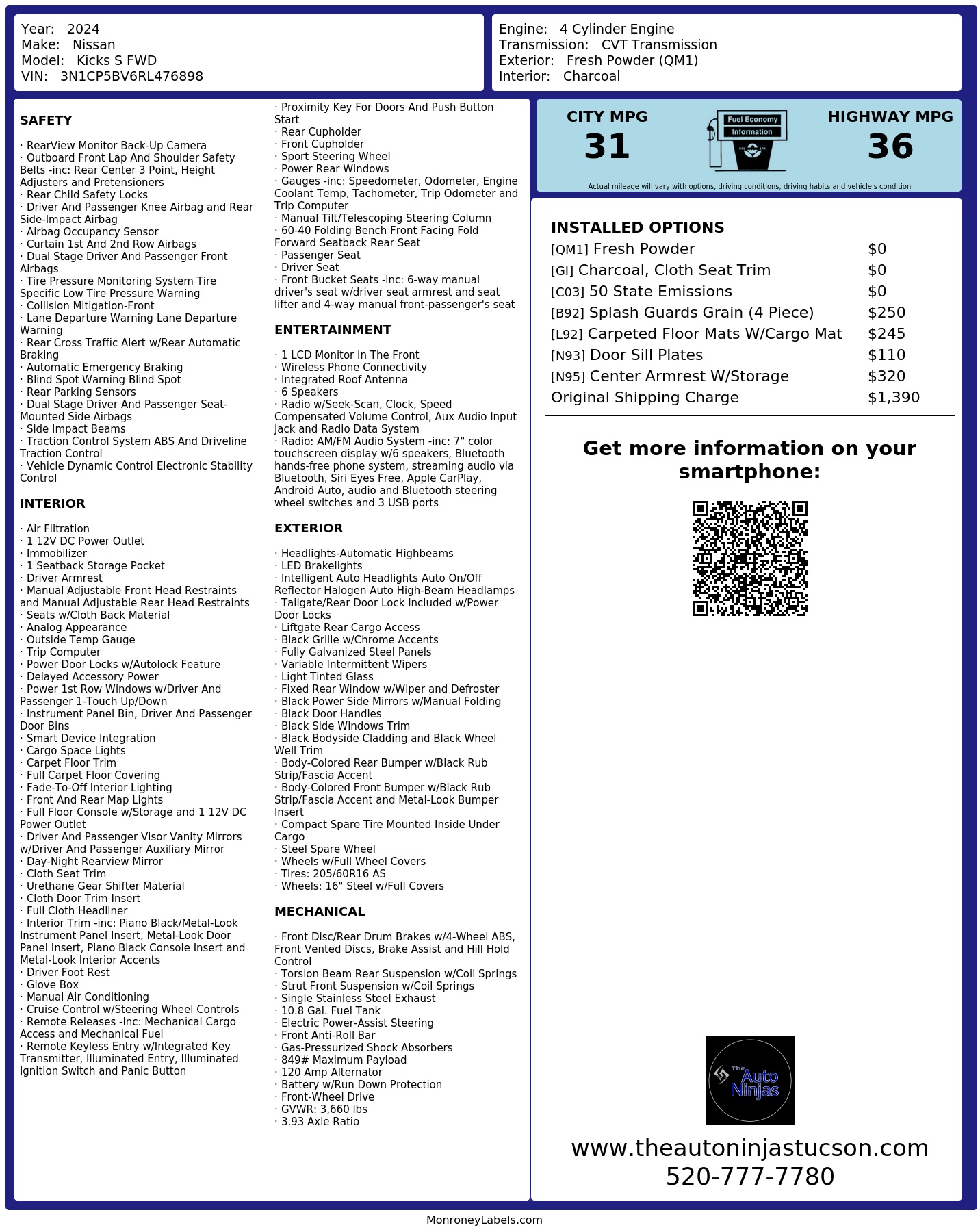Monroney Label