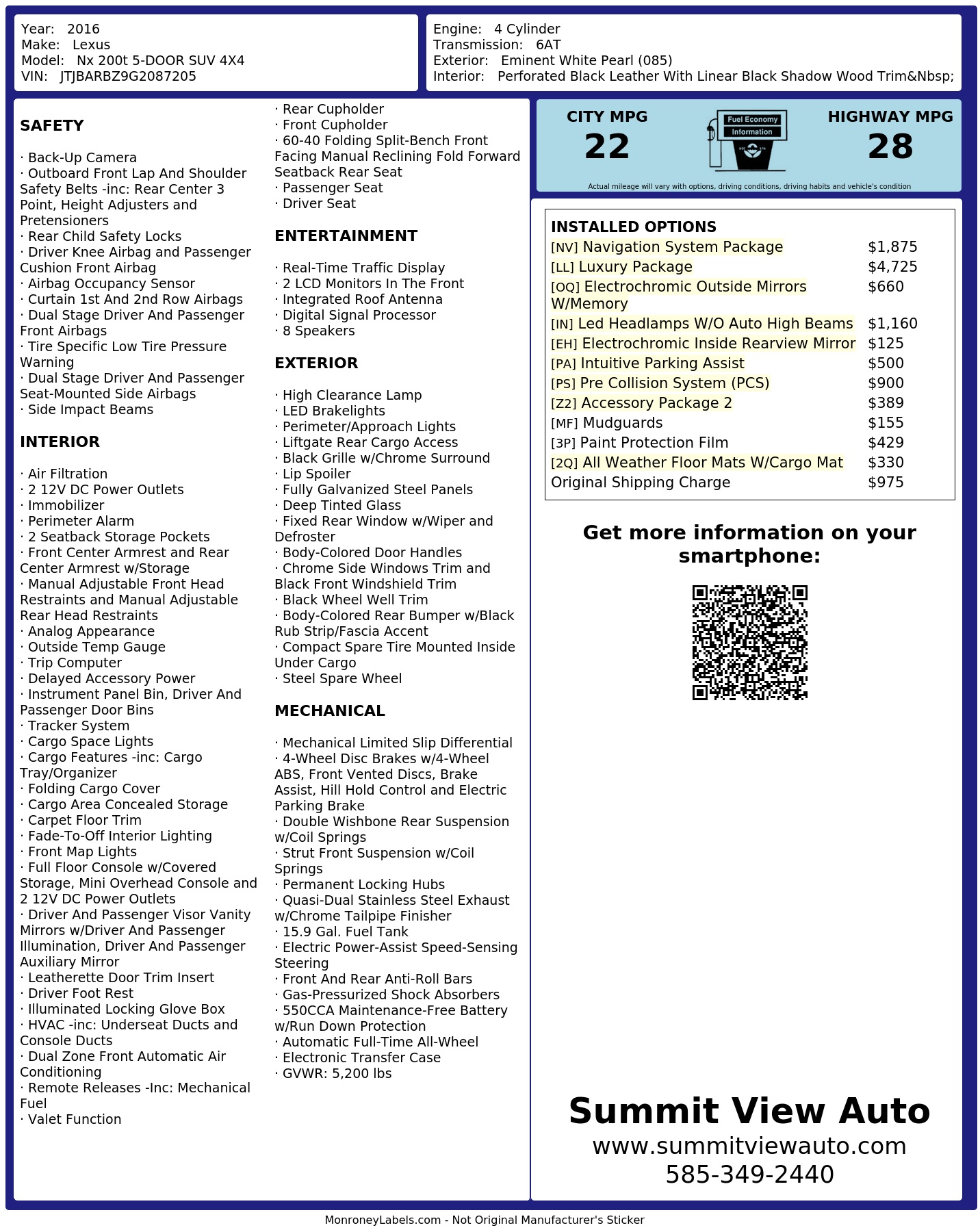 Monroney Label