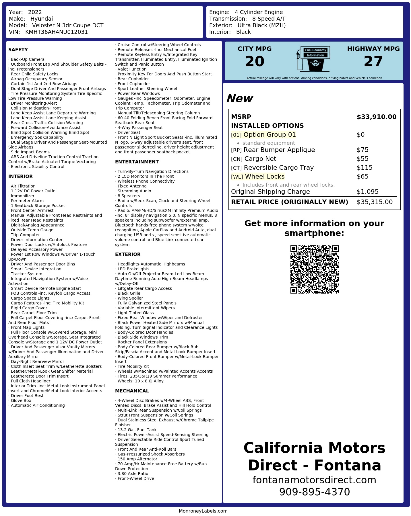 Monroney Label