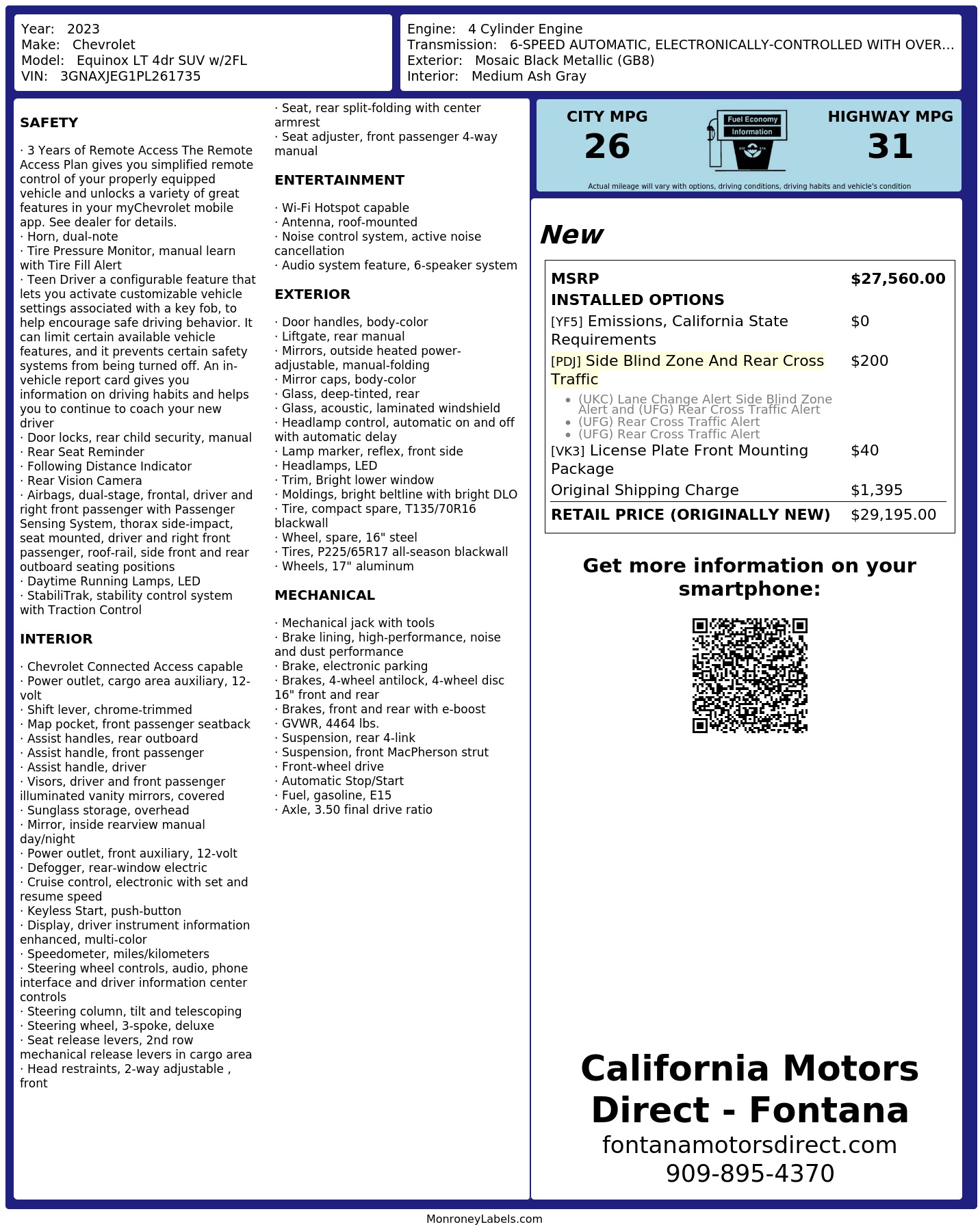 Monroney Label