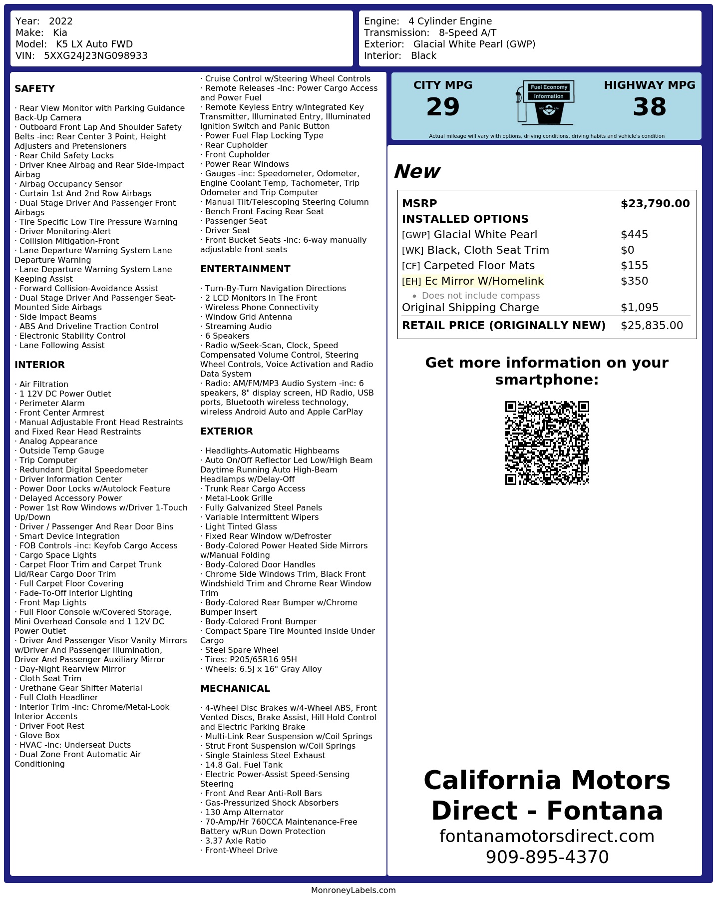 Monroney Label