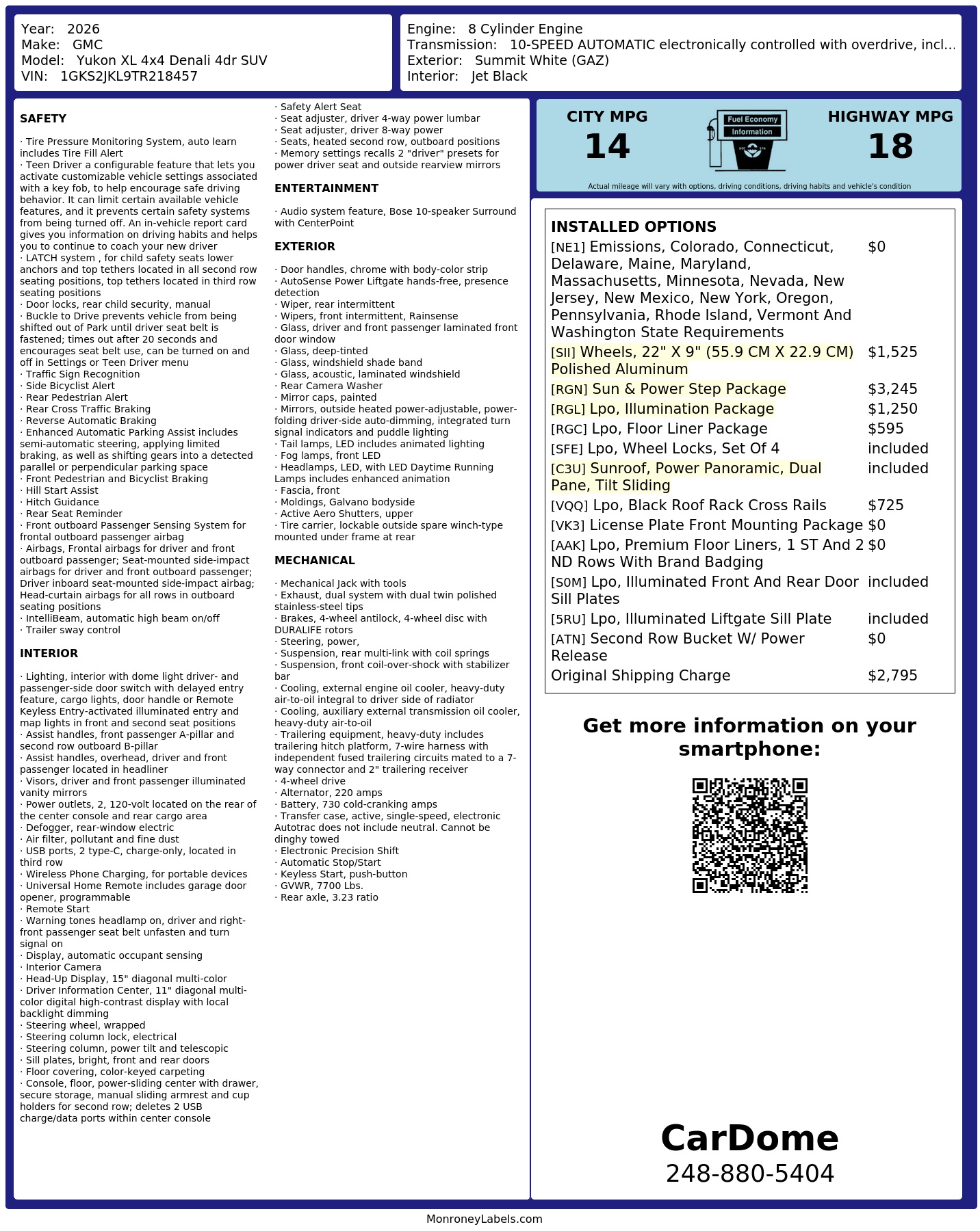 Monroney Label