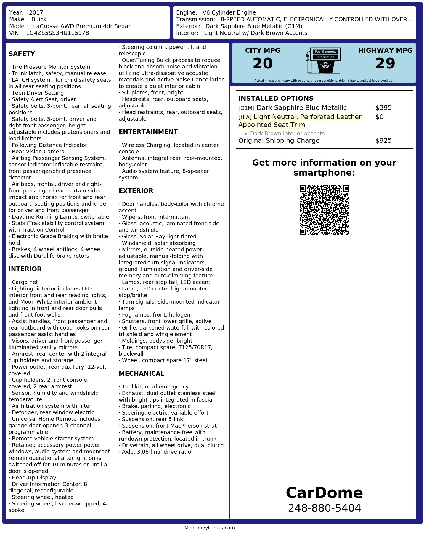 Monroney Label