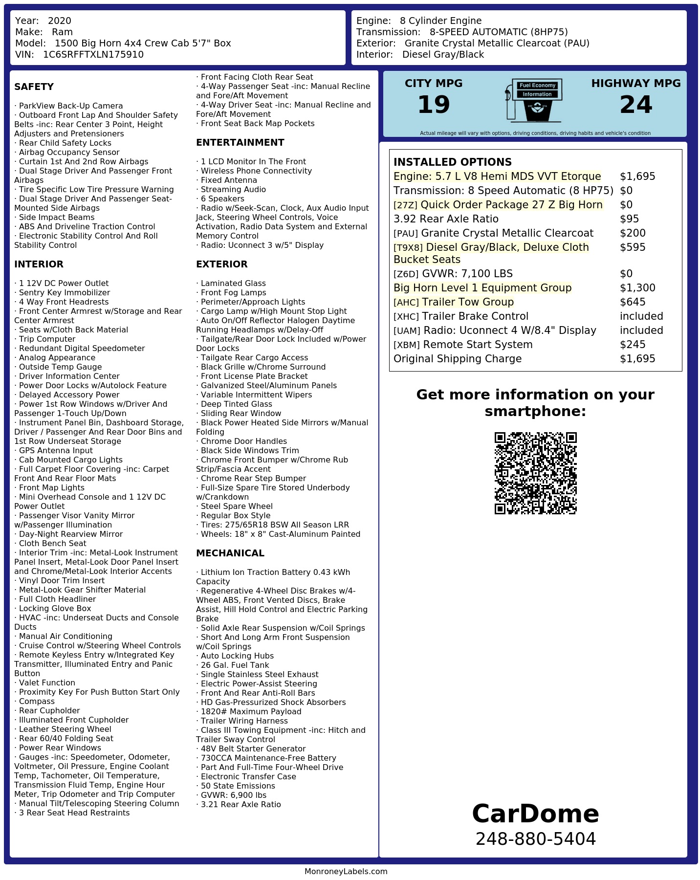 Monroney Label