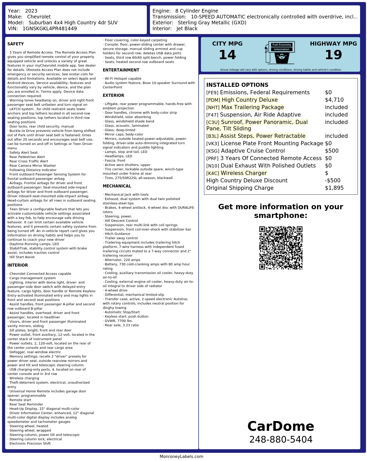 Monroney Label