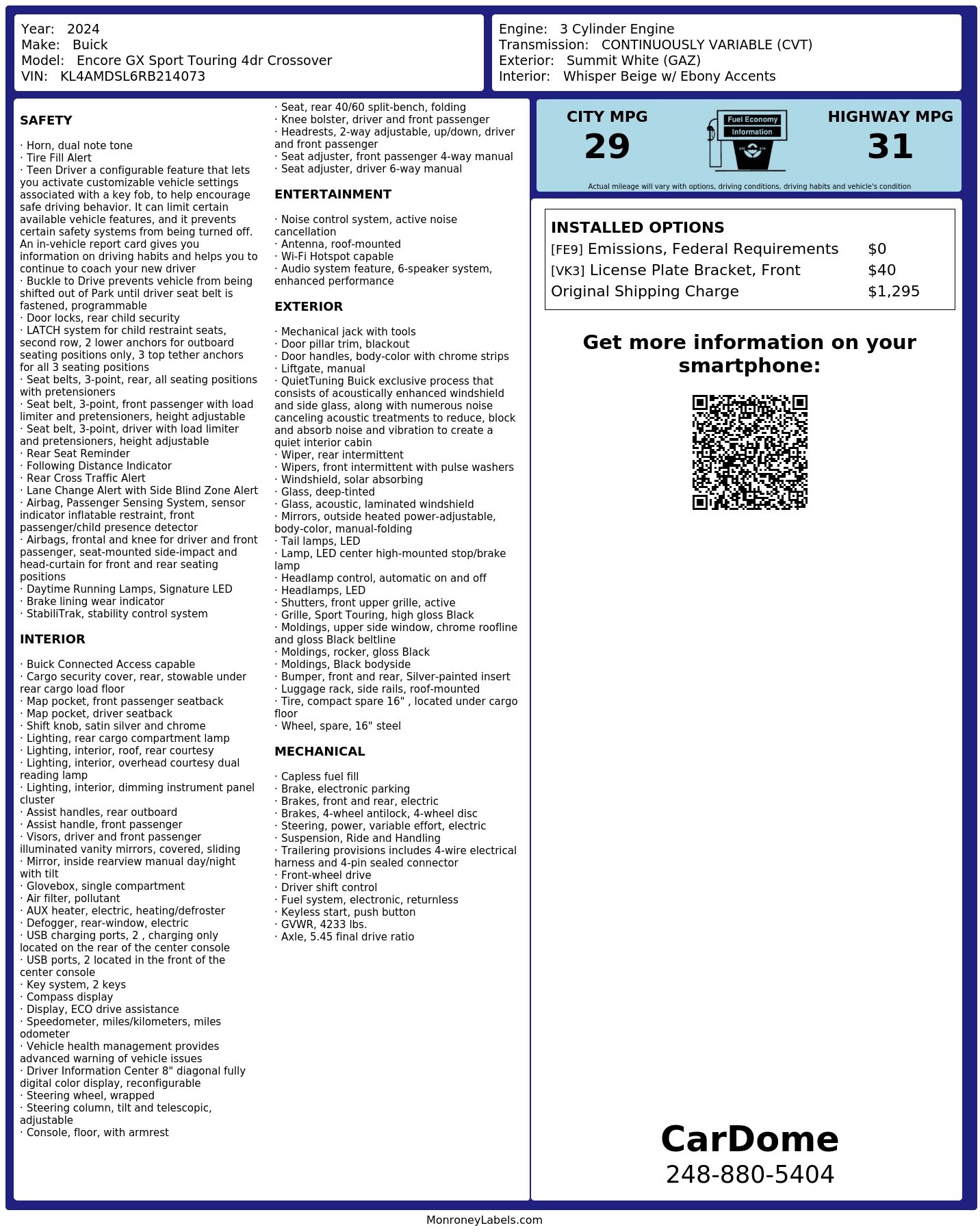 Monroney Label