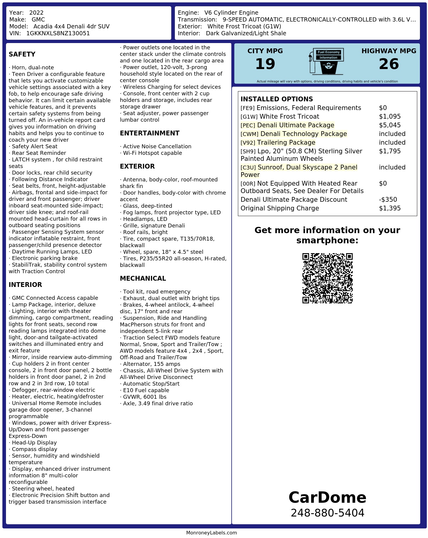 Monroney Label