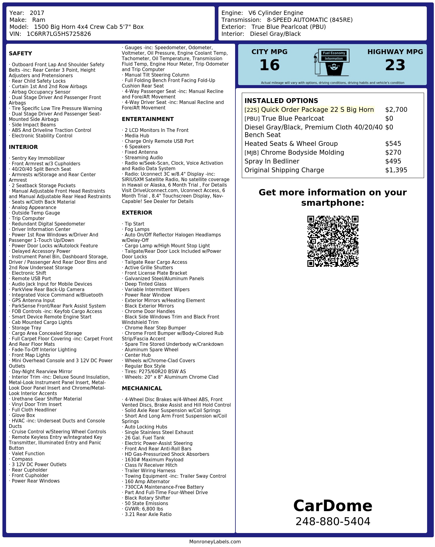 Monroney Label