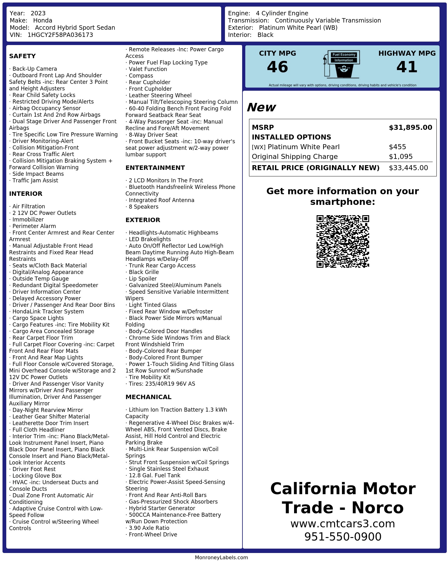 Monroney Label