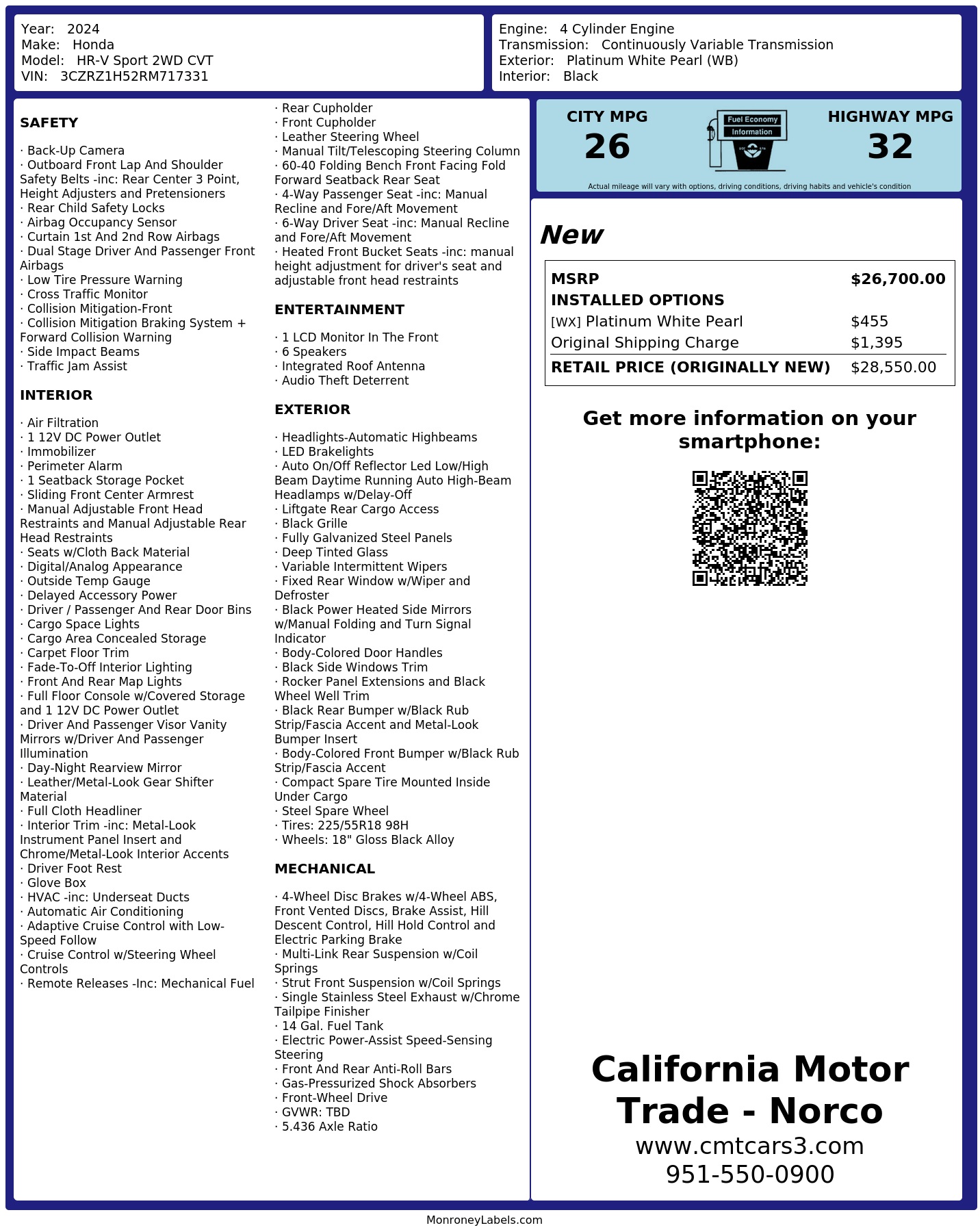 Monroney Label