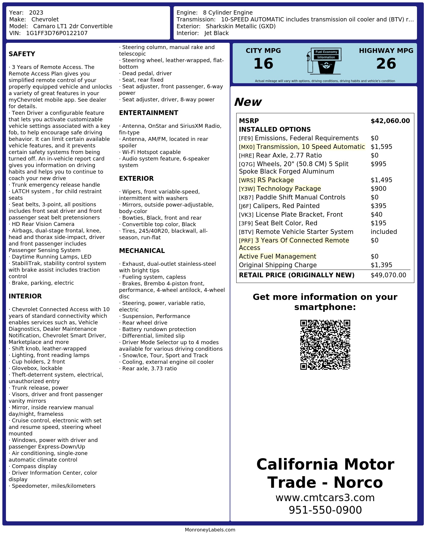 Monroney Label