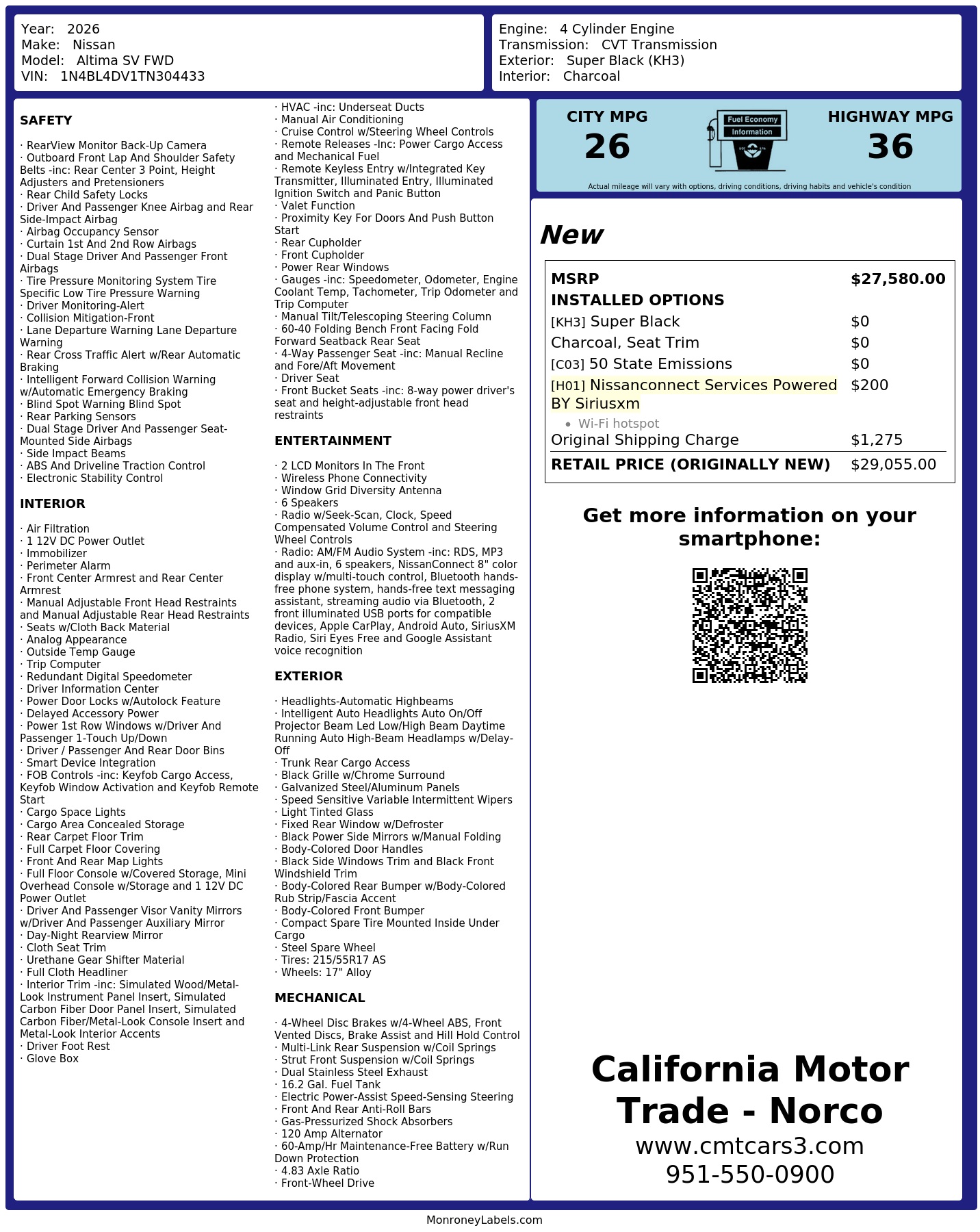 Monroney Label