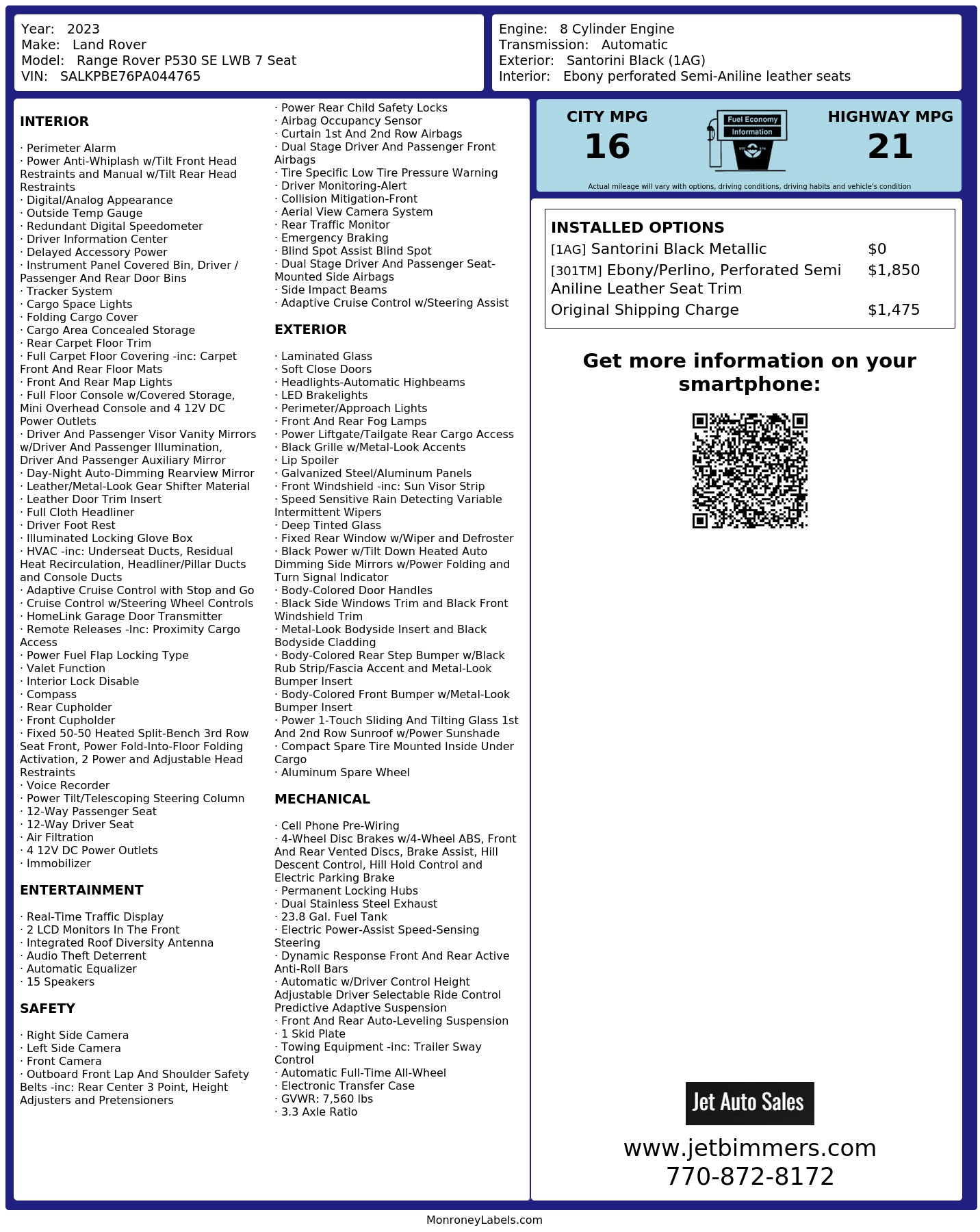 Monroney Label