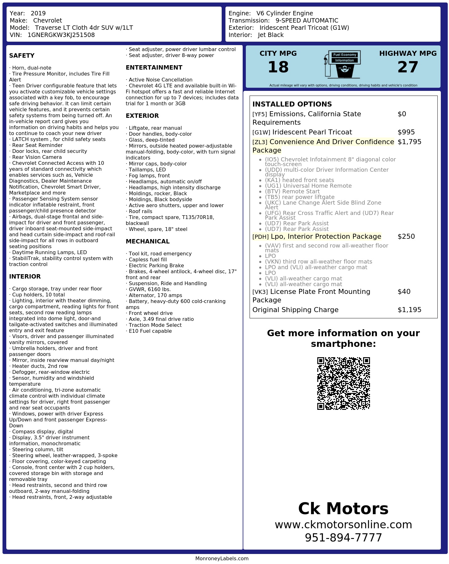 Monroney Label