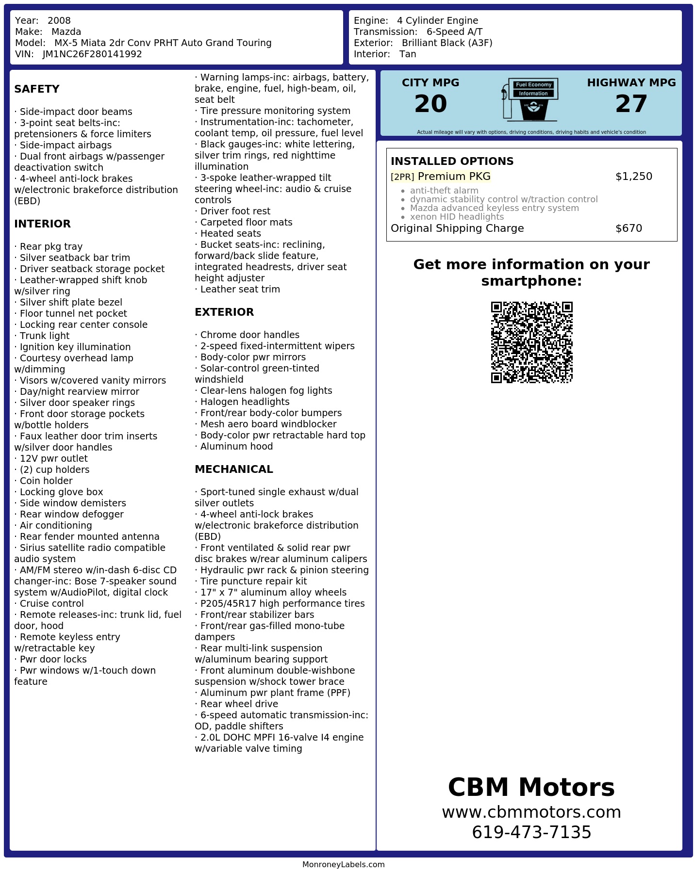 Monroney Label