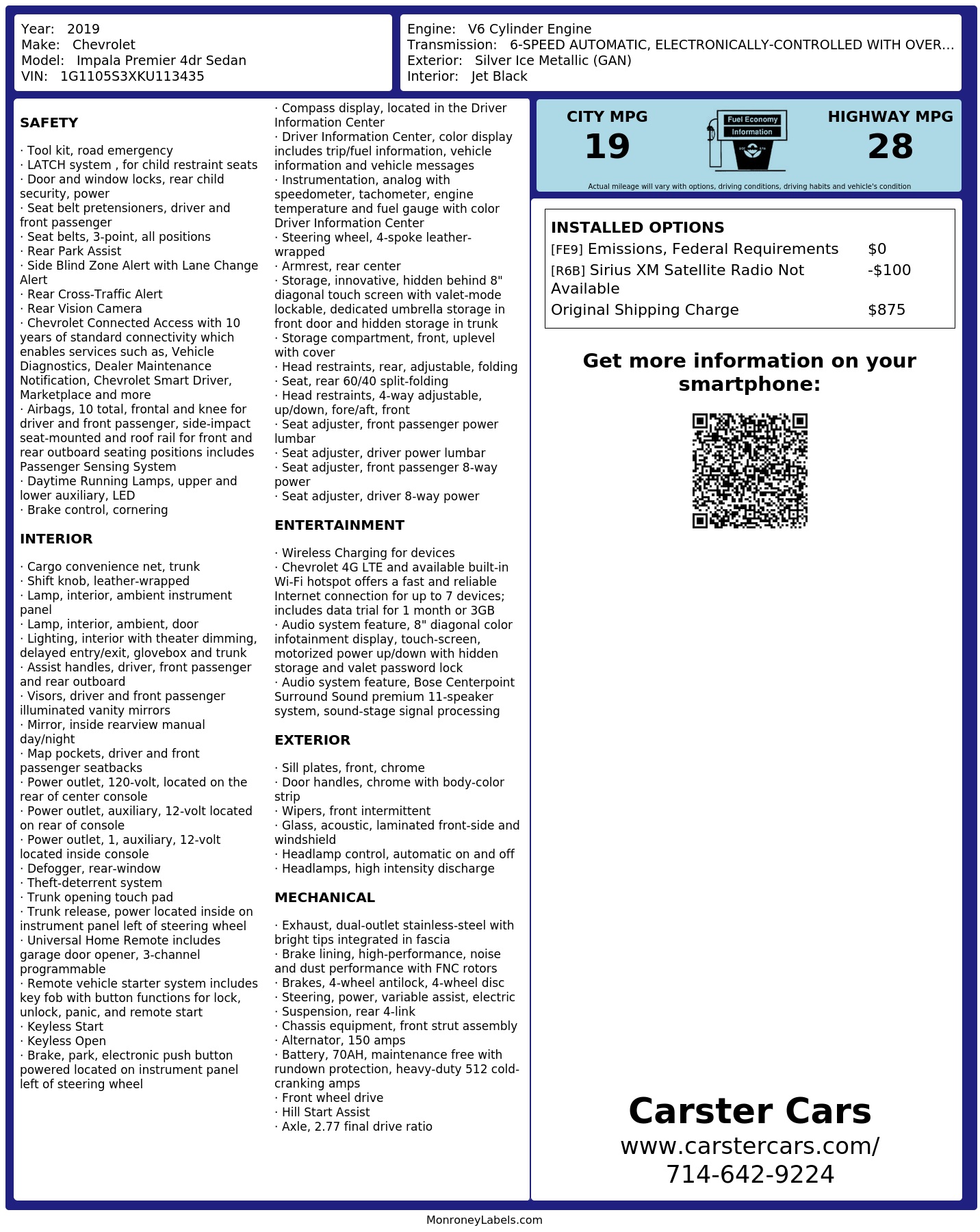 Monroney Label