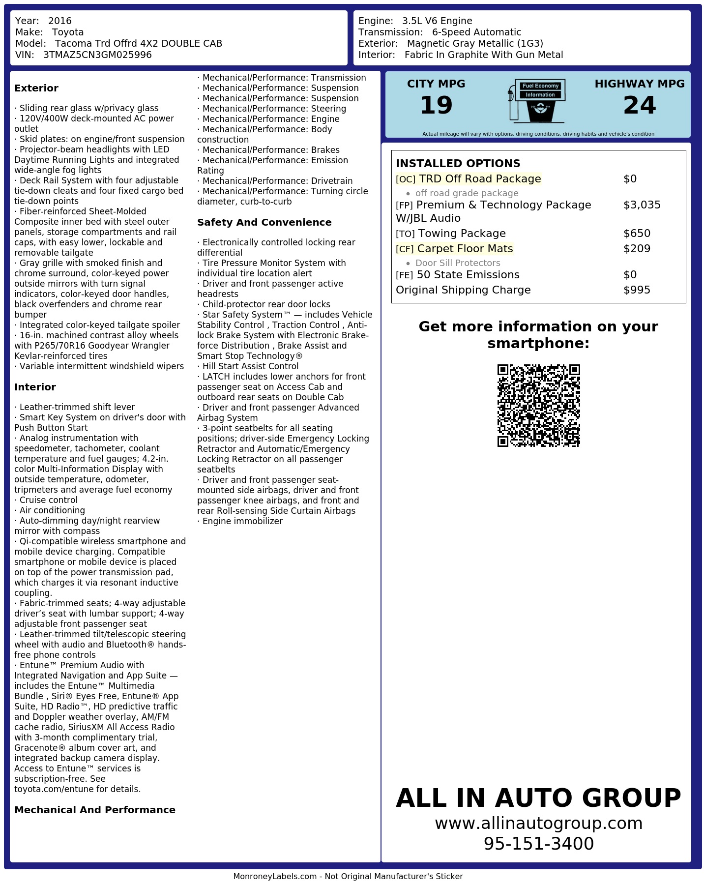 Monroney Label