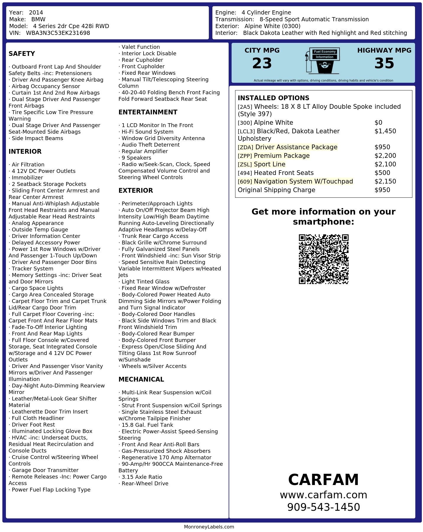 Monroney Label