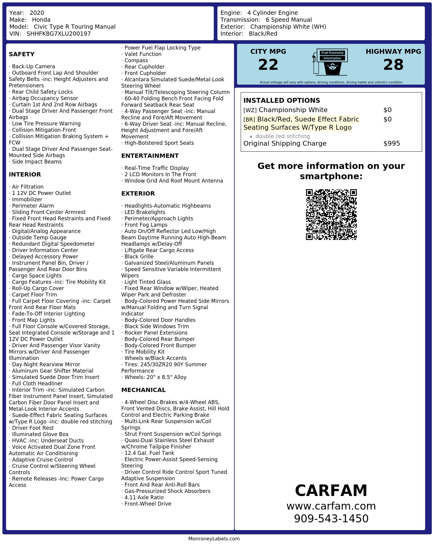Monroney Label