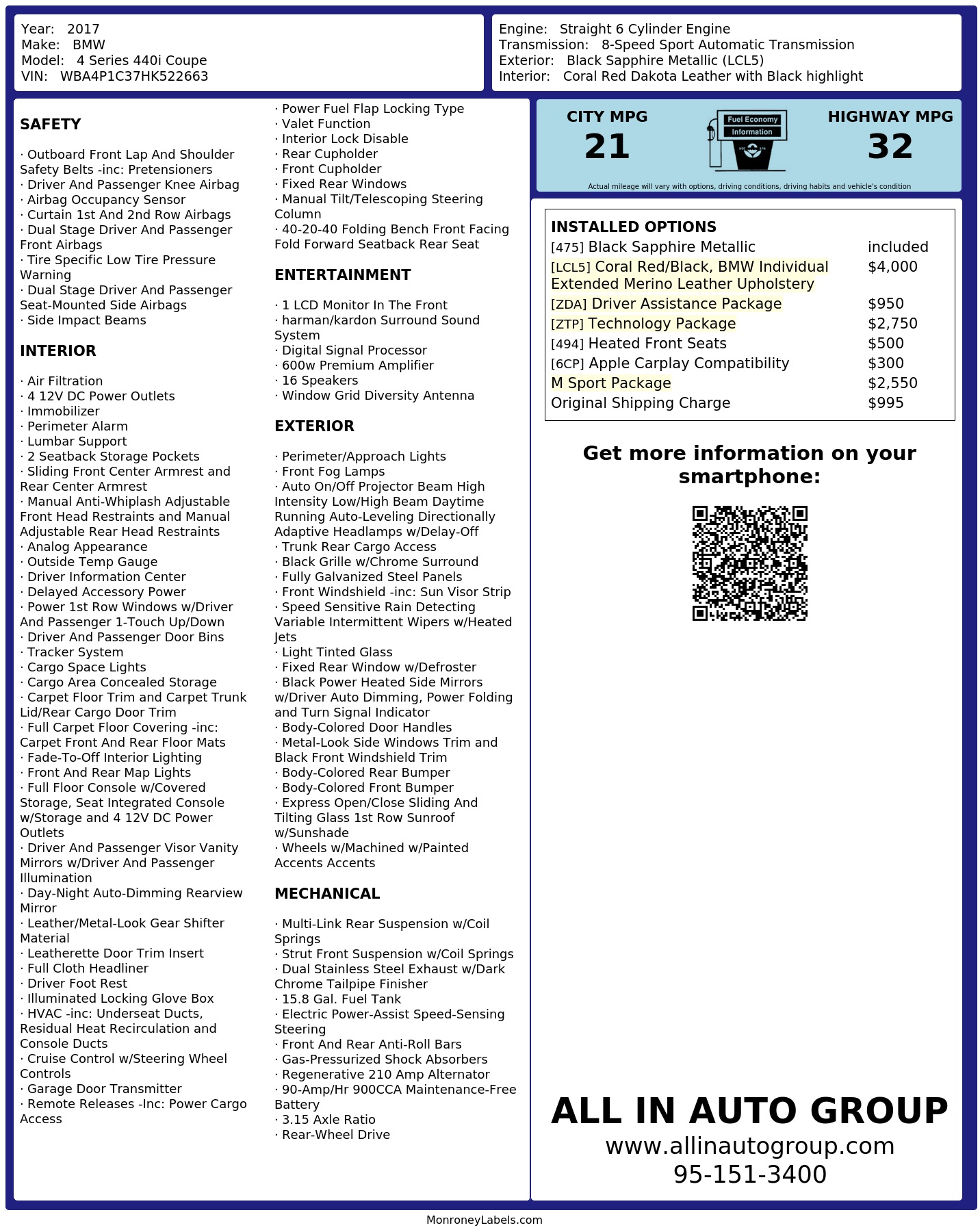 Monroney Label