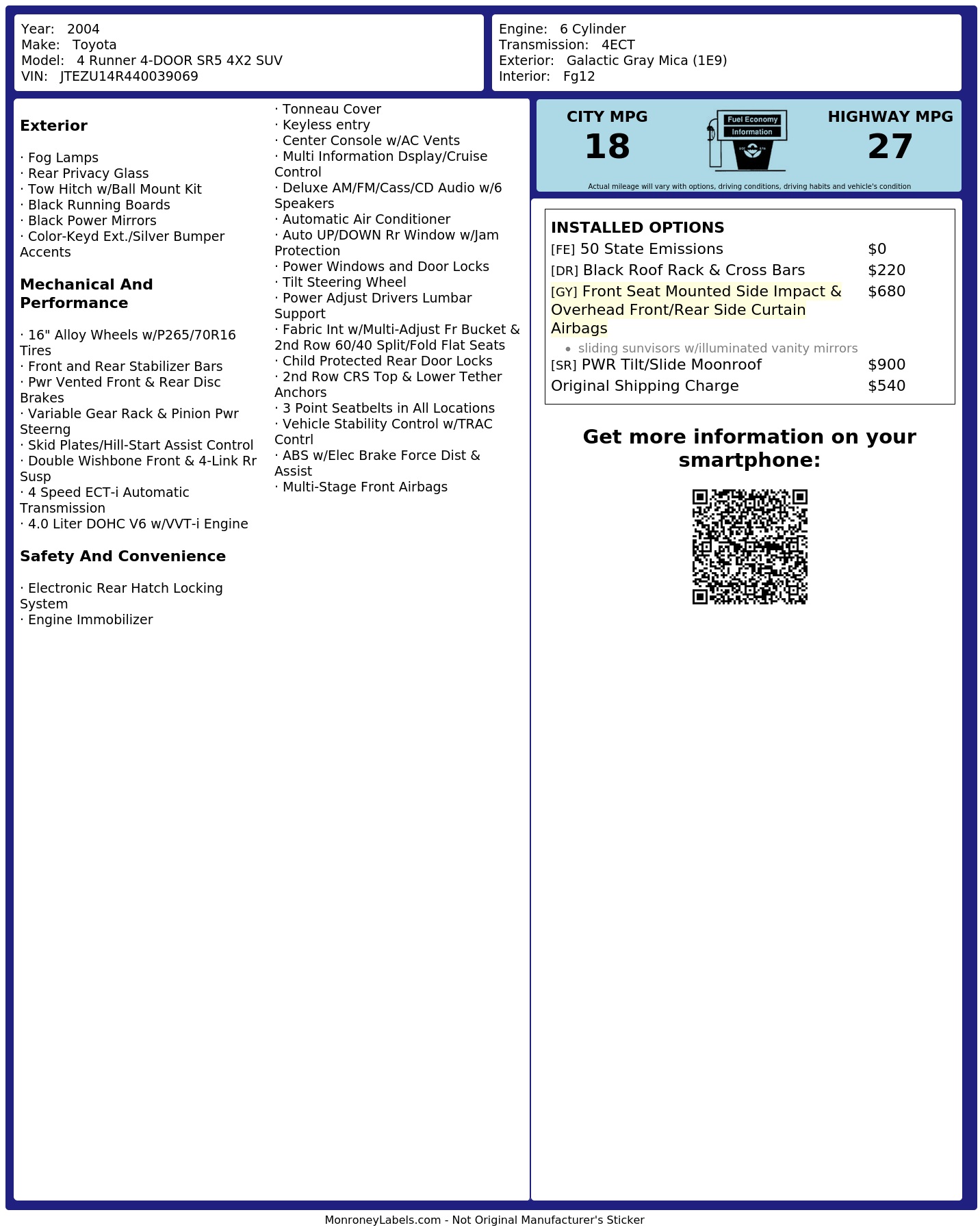 Monroney Label